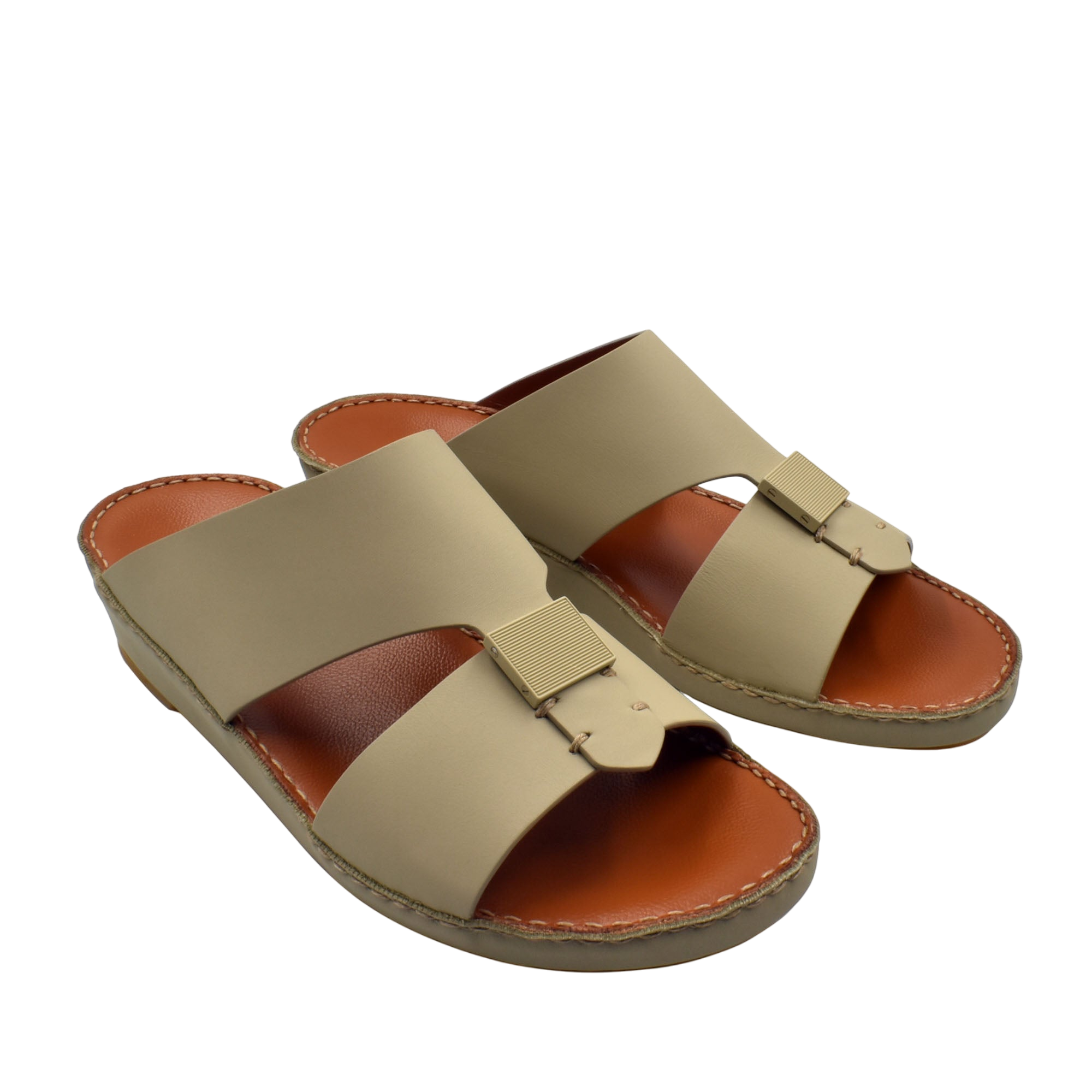 Beige Quadratura Gomato sandals with wide straps and cushioned brown footbed for comfort