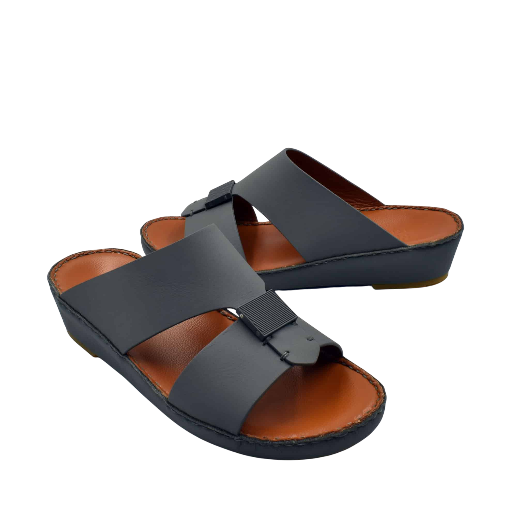 Black Quadratura Gomato sandals with wide straps and brown cushioned footbed for comfort