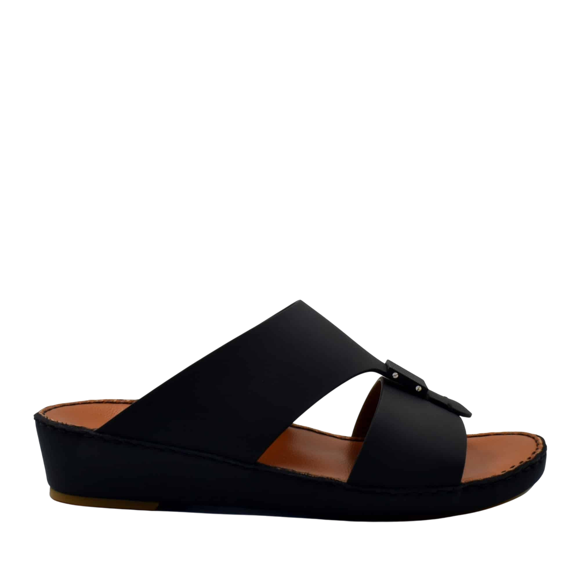 Black Quadratura Gomato sandals with wide straps and cushioned sole for comfortable wear