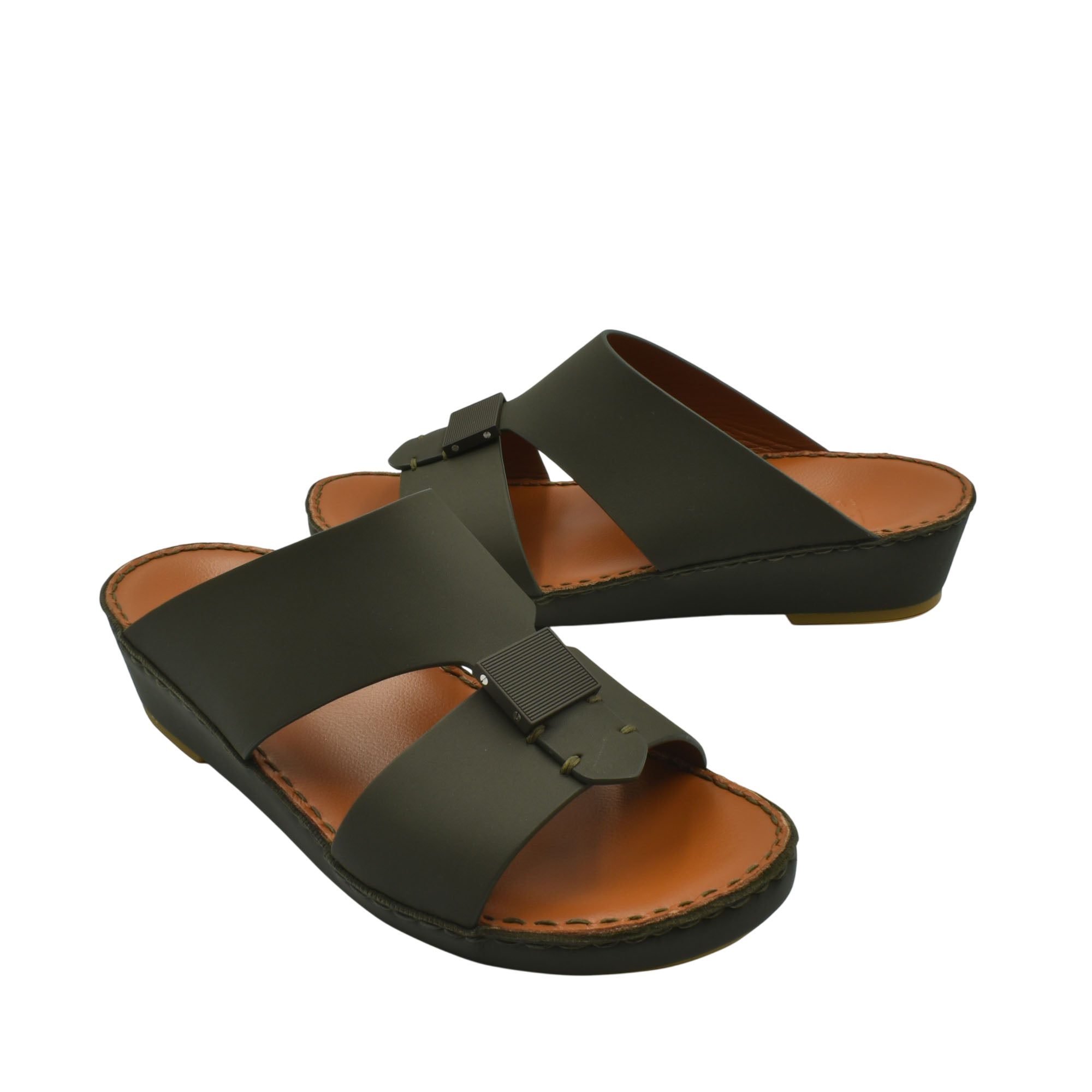 Black Quadratura Gomato sandals with adjustable straps and cushioned brown footbed for comfort