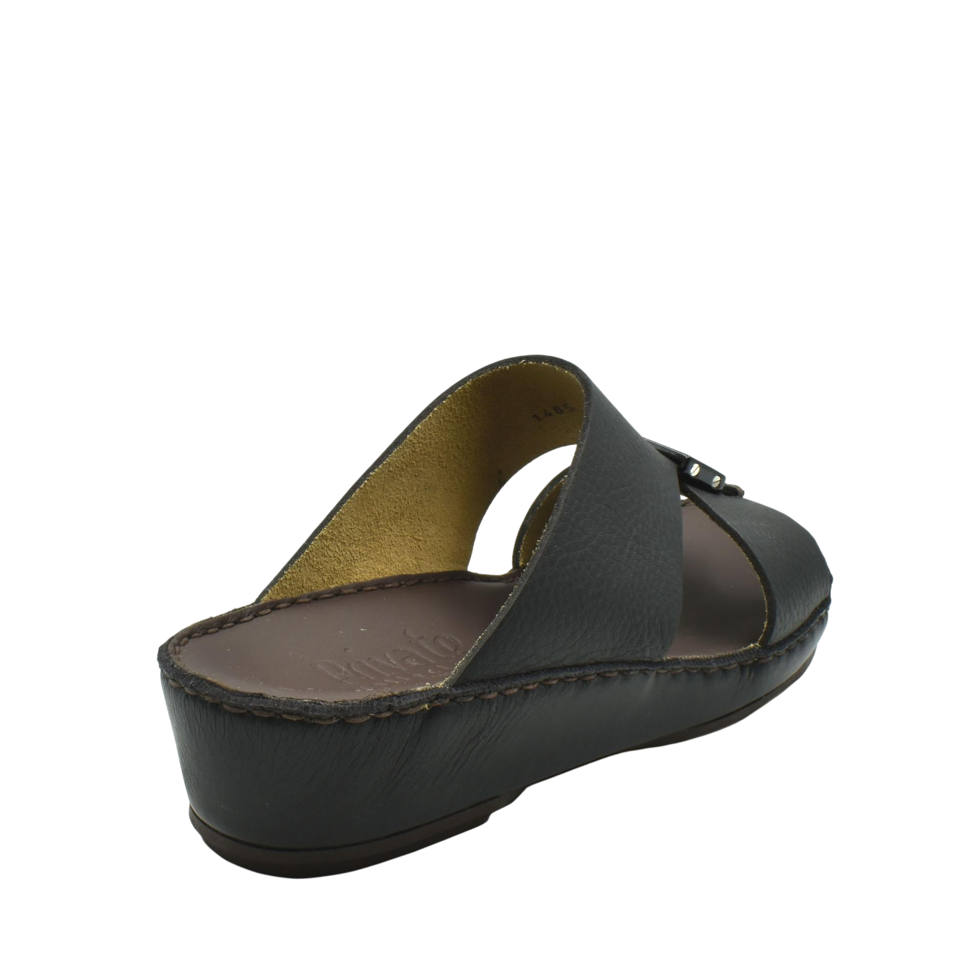 Black leather Quadratura Isola Lustre sandals with a low wedge heel and open toe design