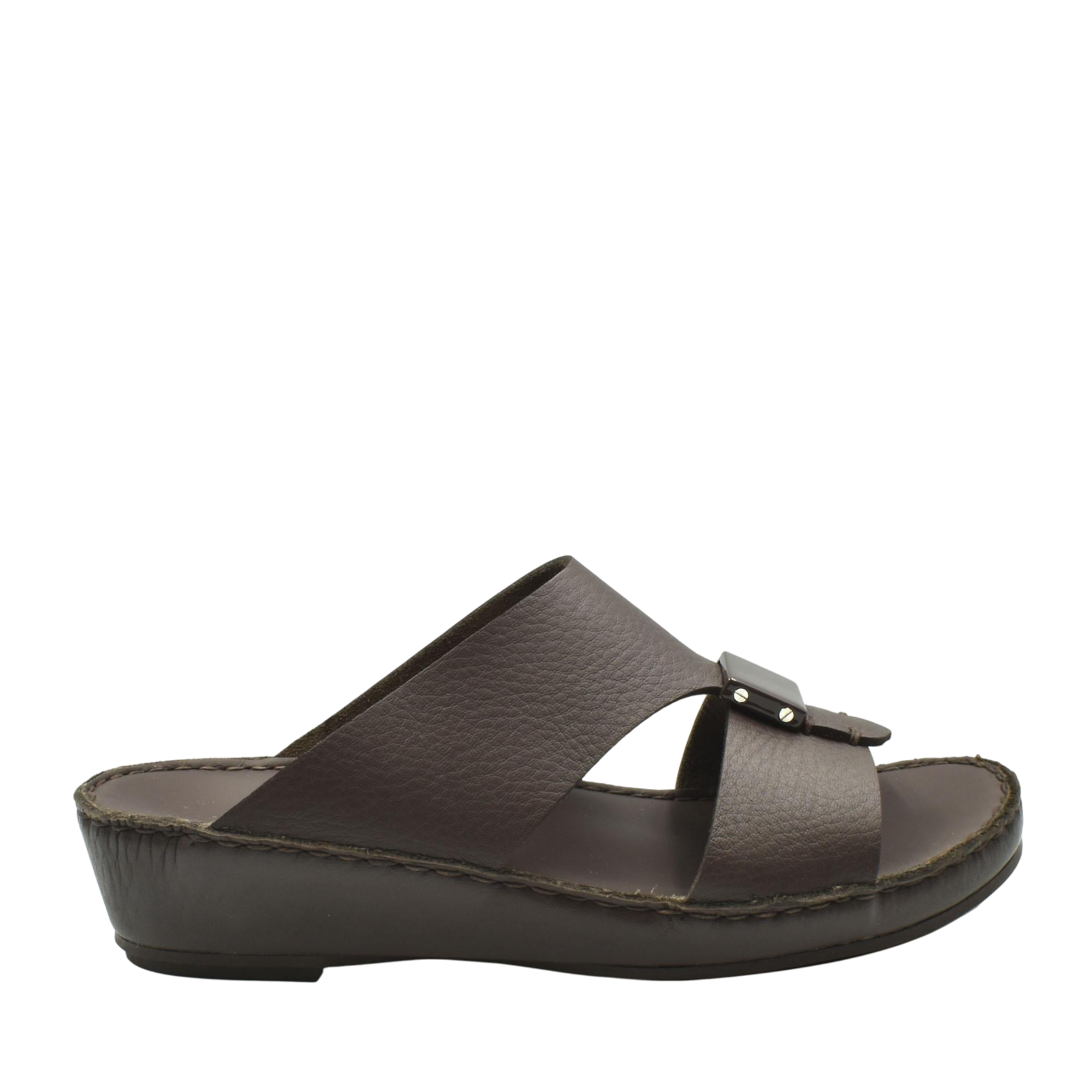 Brown leather Quadratura Isola Lustre sandals with open toe and low wedge heel