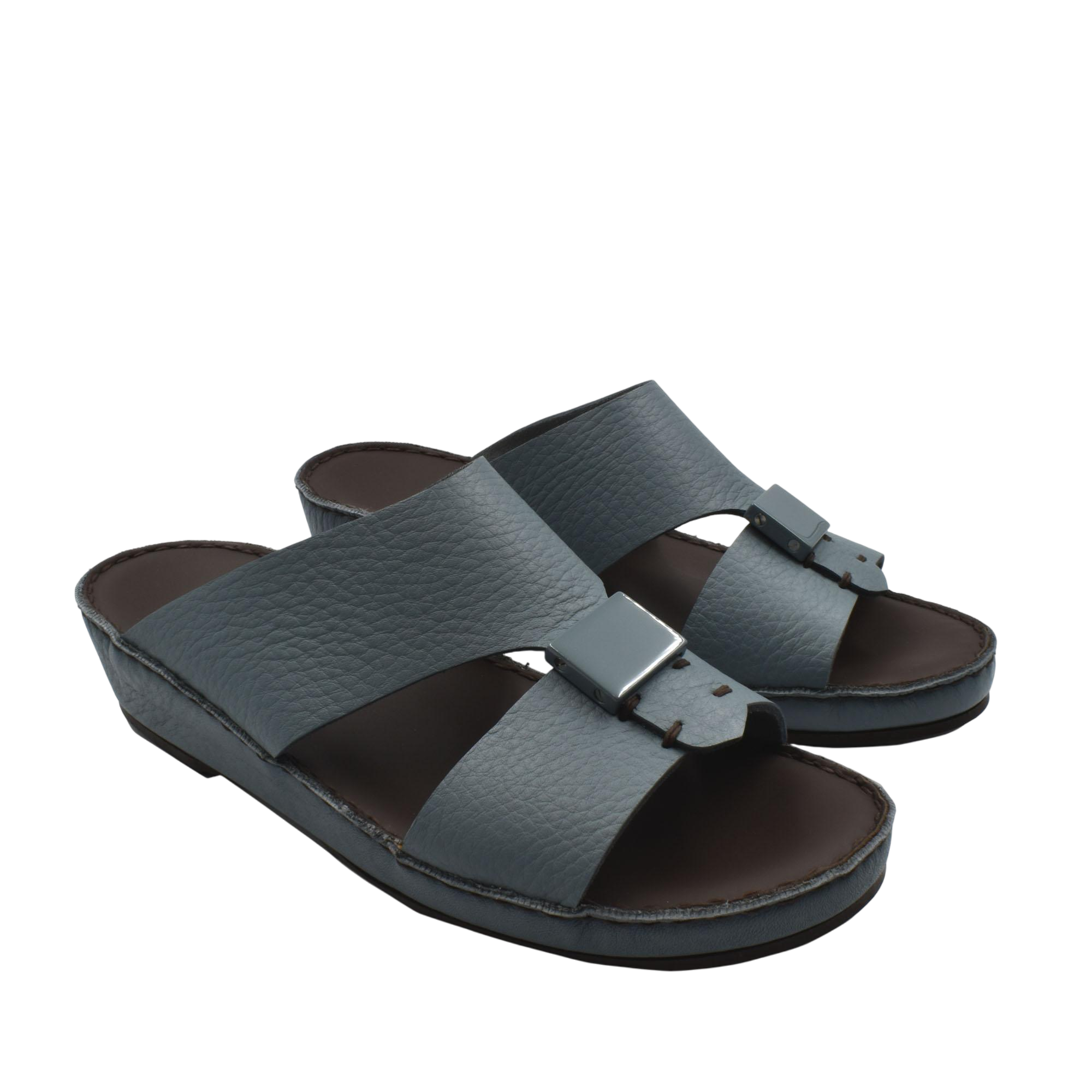 Gray Quadratura Isola Lustre sandals with textured straps and metal buckle detail in open toe design