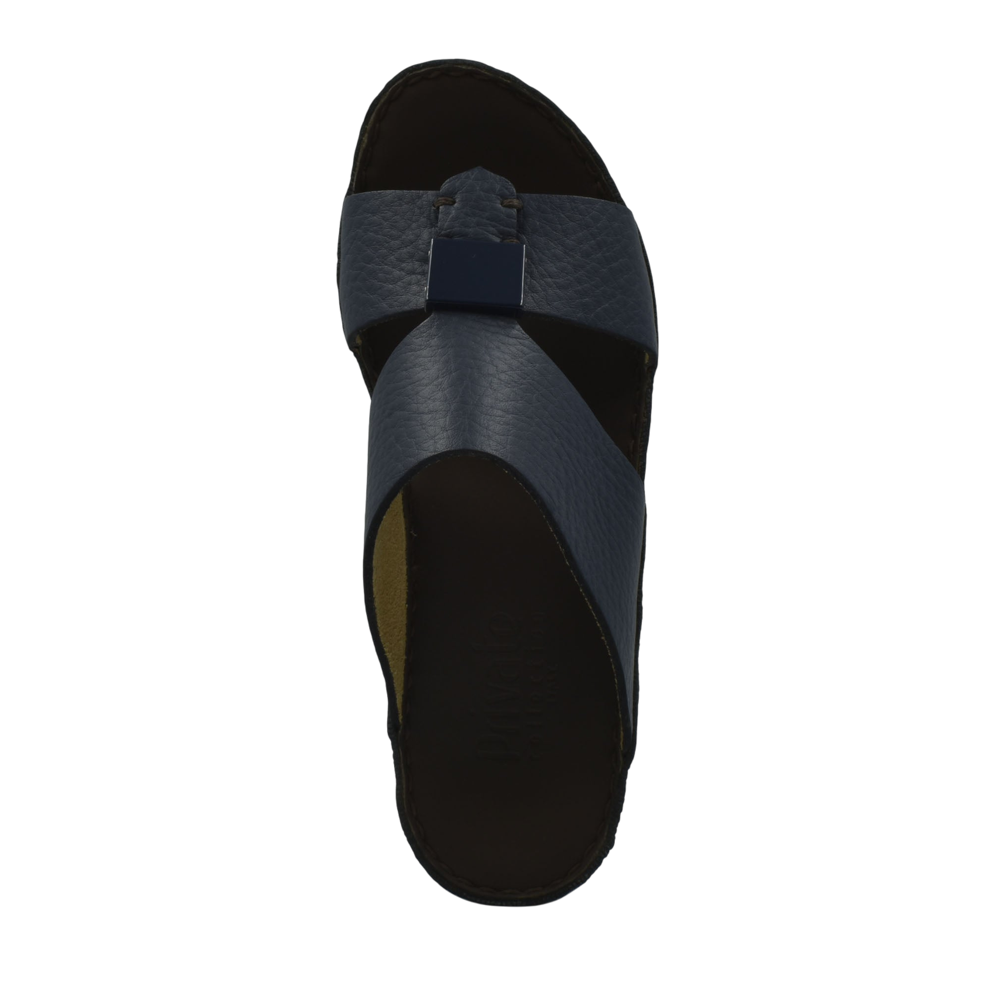 Top view of black Quadratura Isola Lustre sandals with crossed straps and buckle detail