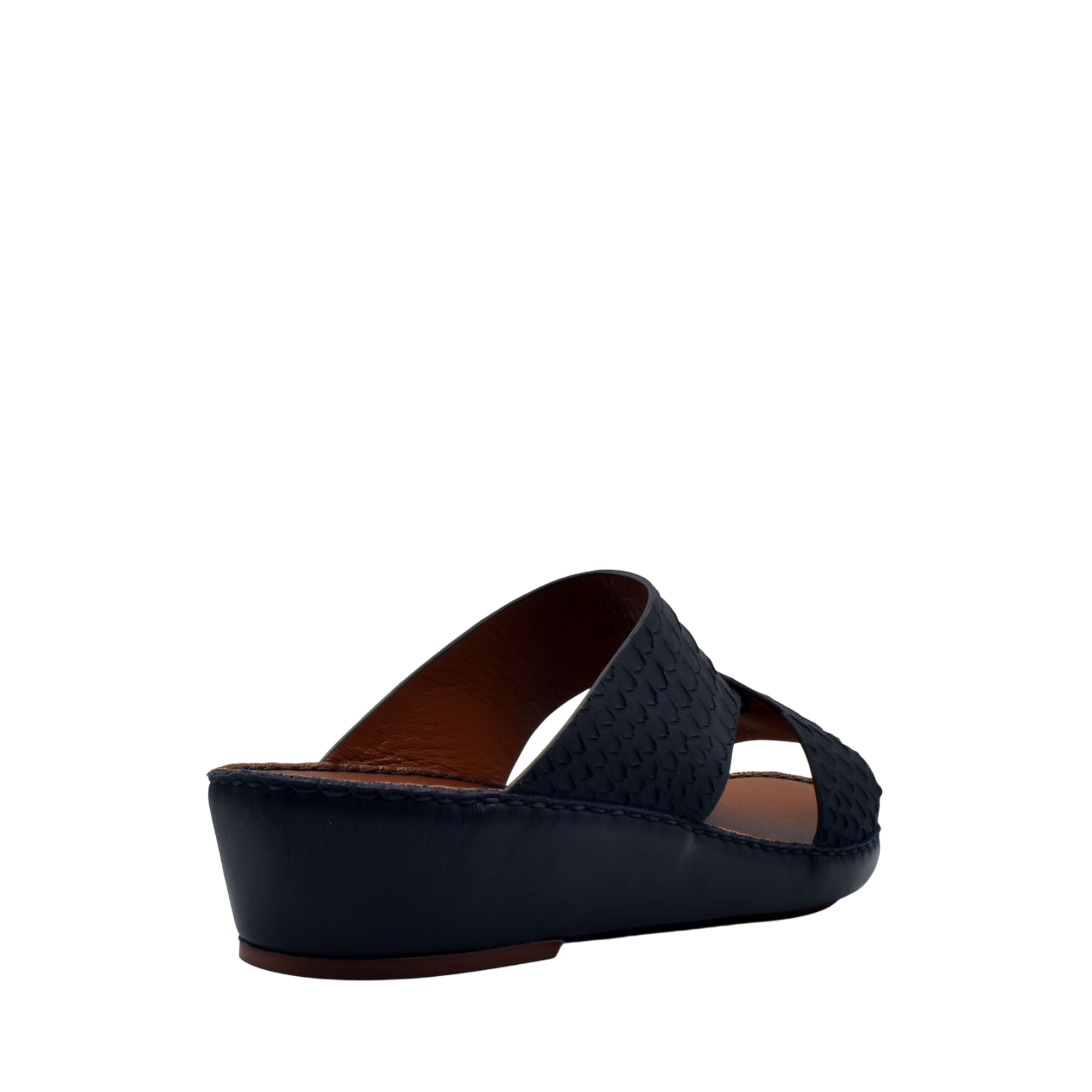 Black wedge slip-on rubber python shoes with textured upper and comfortable sole