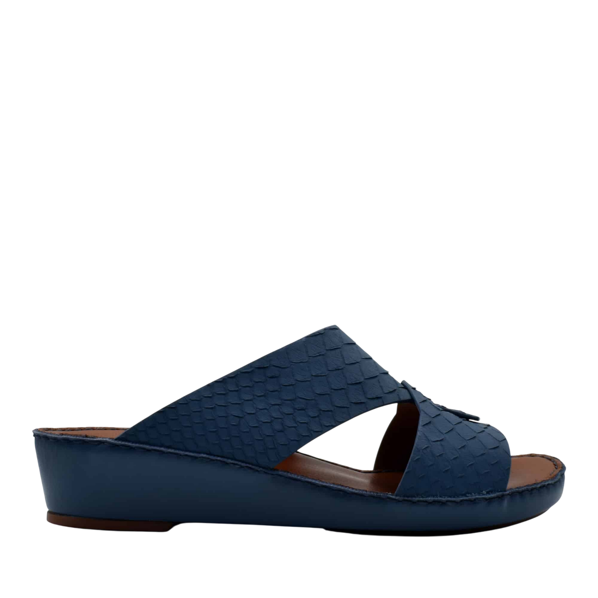 Blue wedge sandals with textured design from rubber python shoes collection