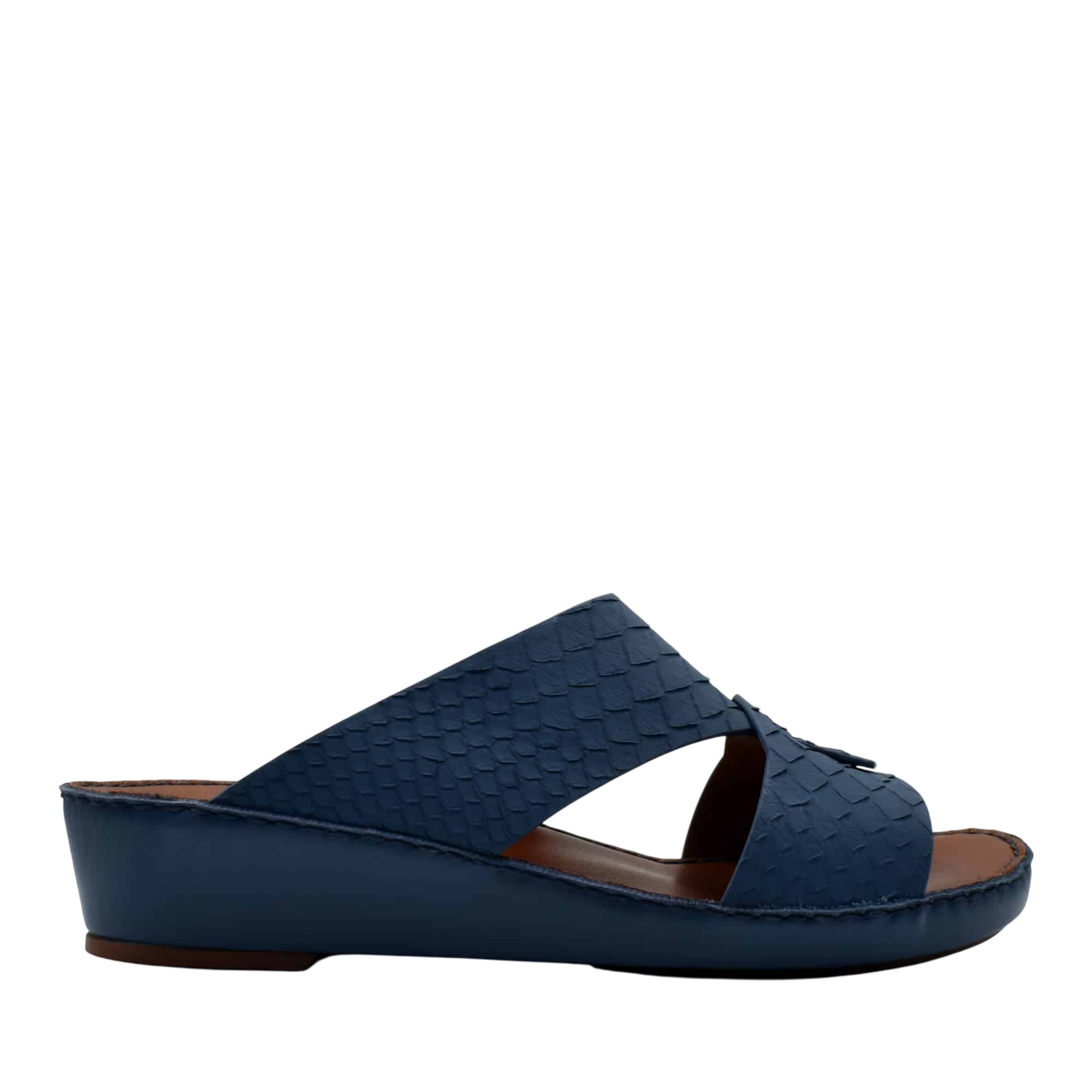 Blue wedge sandals with textured design from rubber python shoes collection