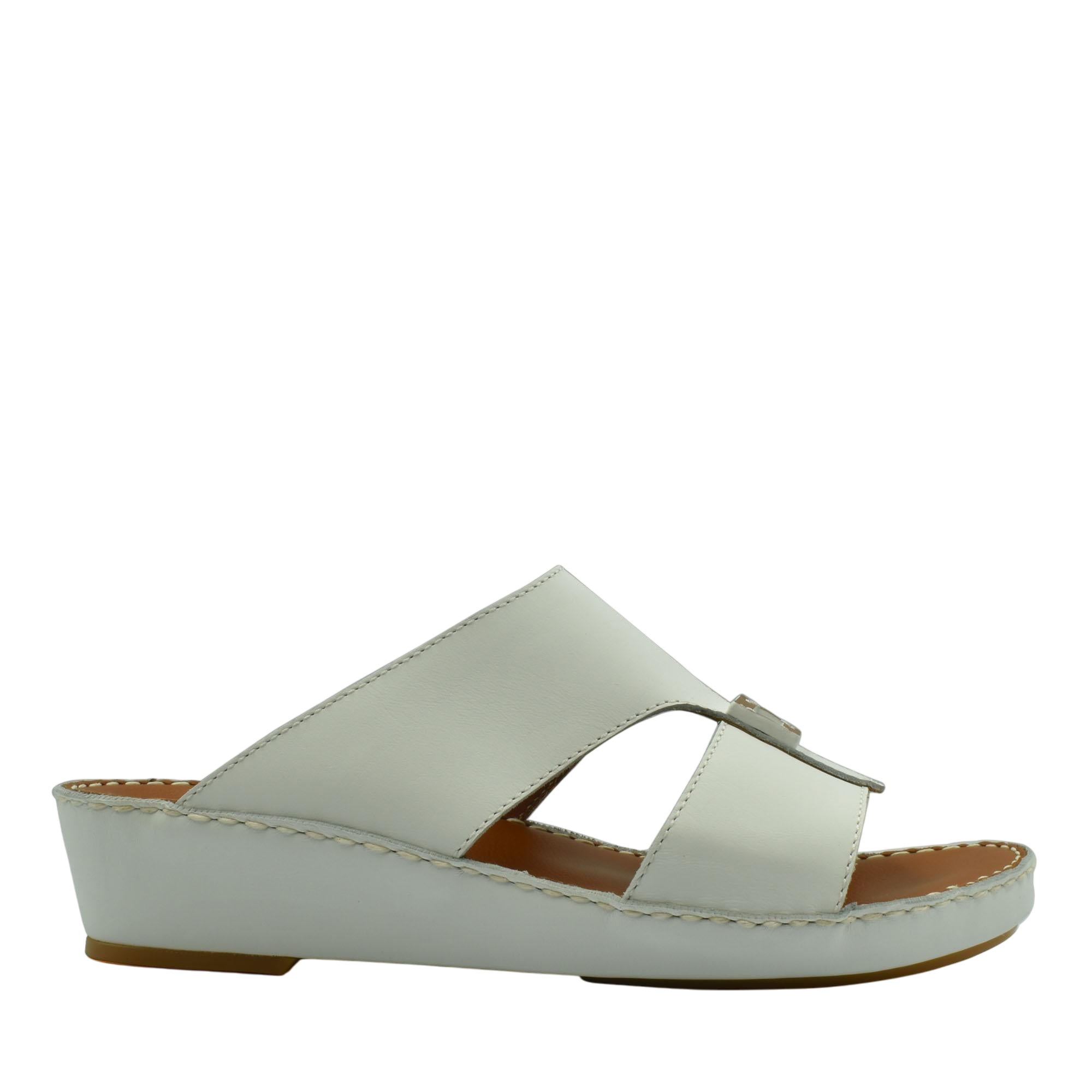 White rubbercalf contrast sandals with open toe and wedge sole from Private Collection