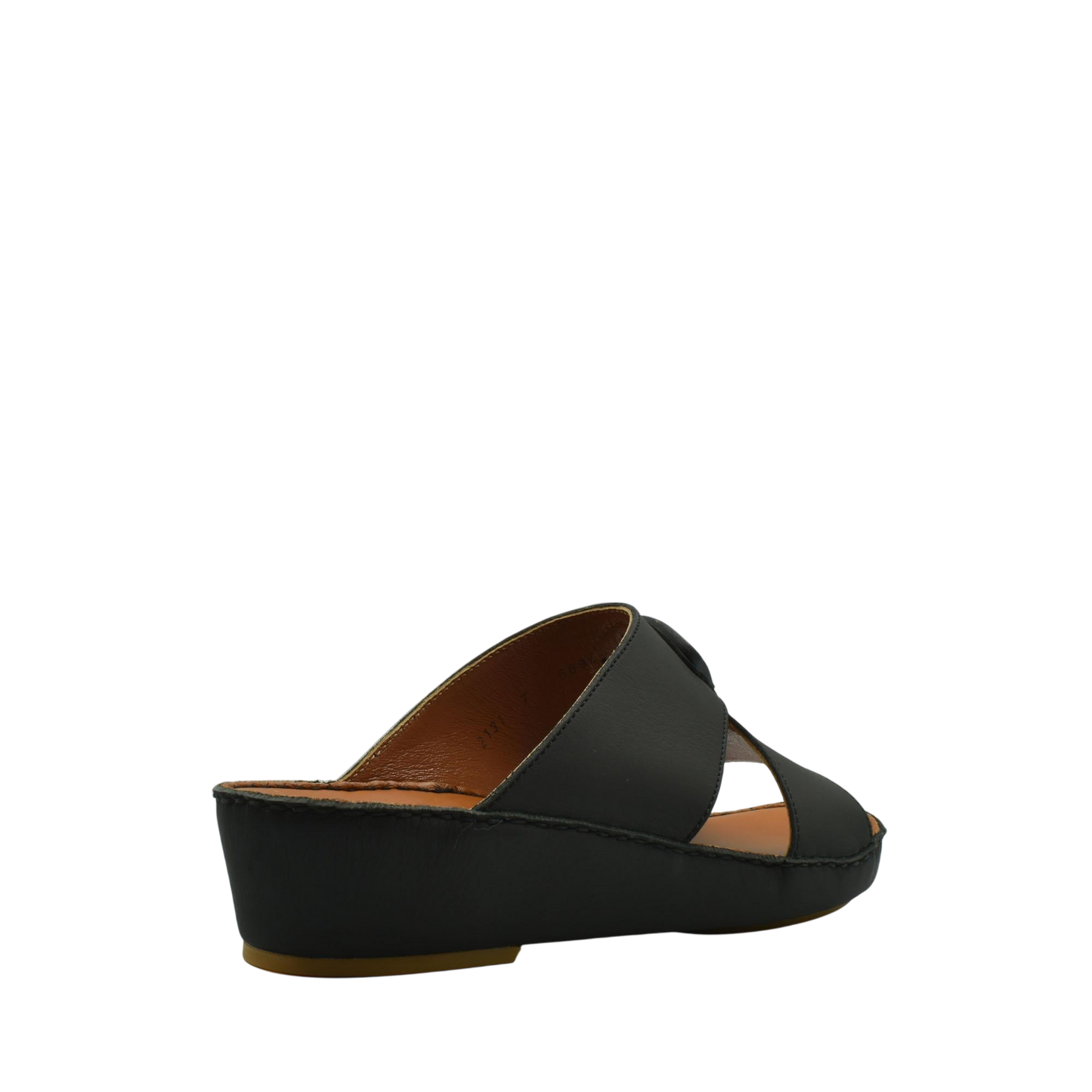 Black Rubbercalf contrast shoes with wedge heel and open toe design for casual wear