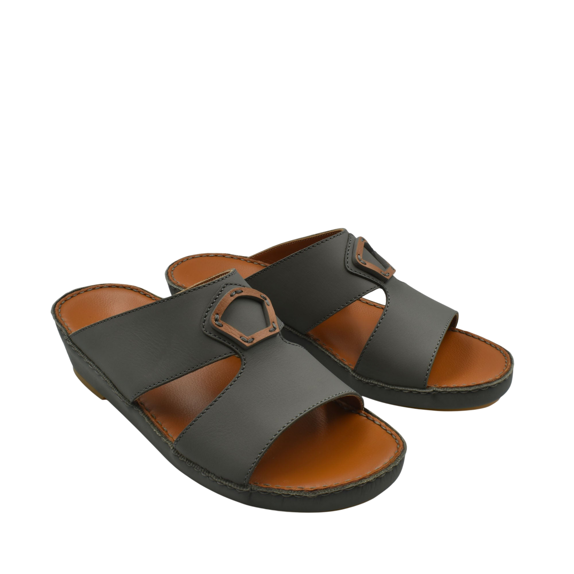 Black Rubbercalf contrast shoes with open toe and buckle detail on casual slip-on sandals