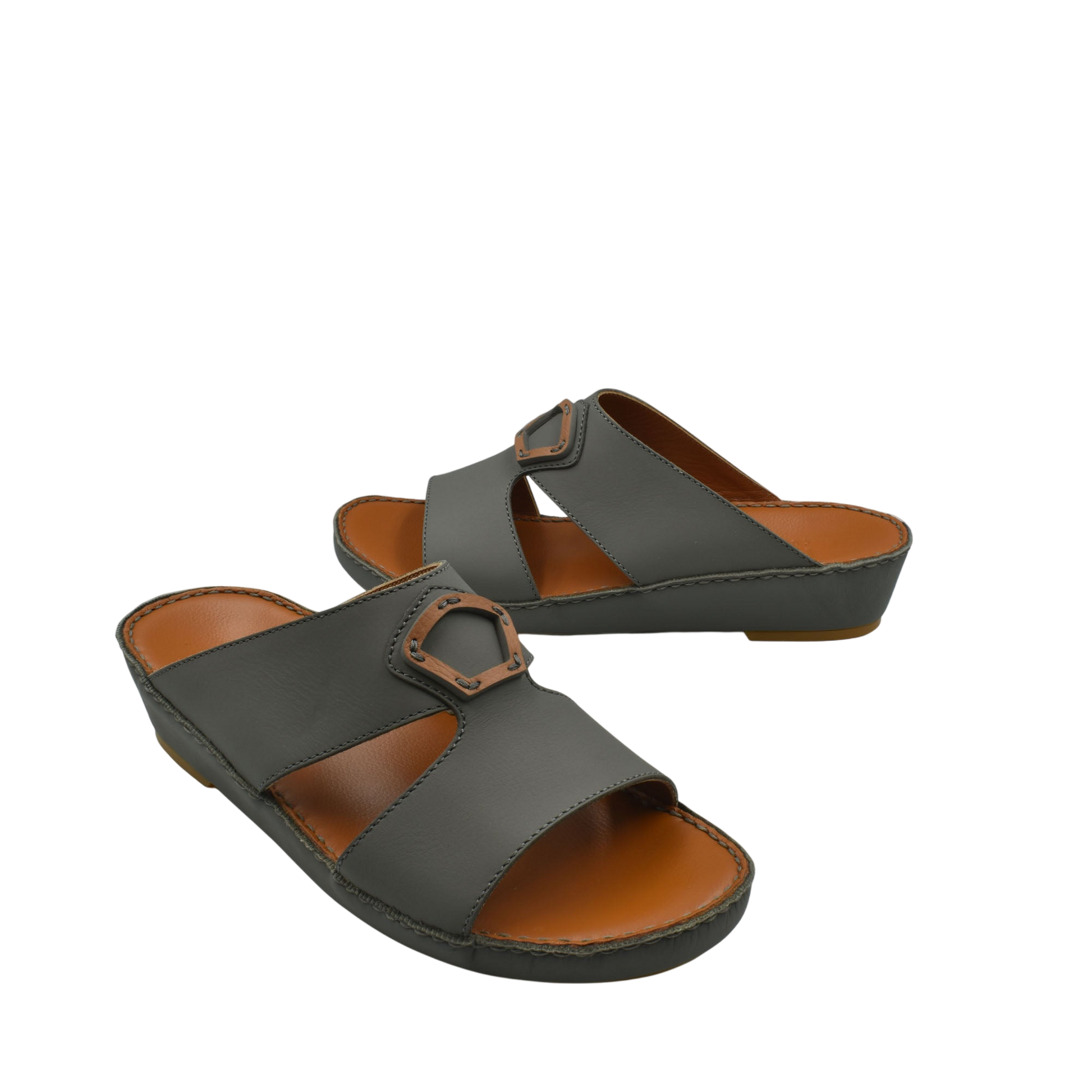 Black Rubbercalf contrast shoes with open toe and adjustable buckle strap design