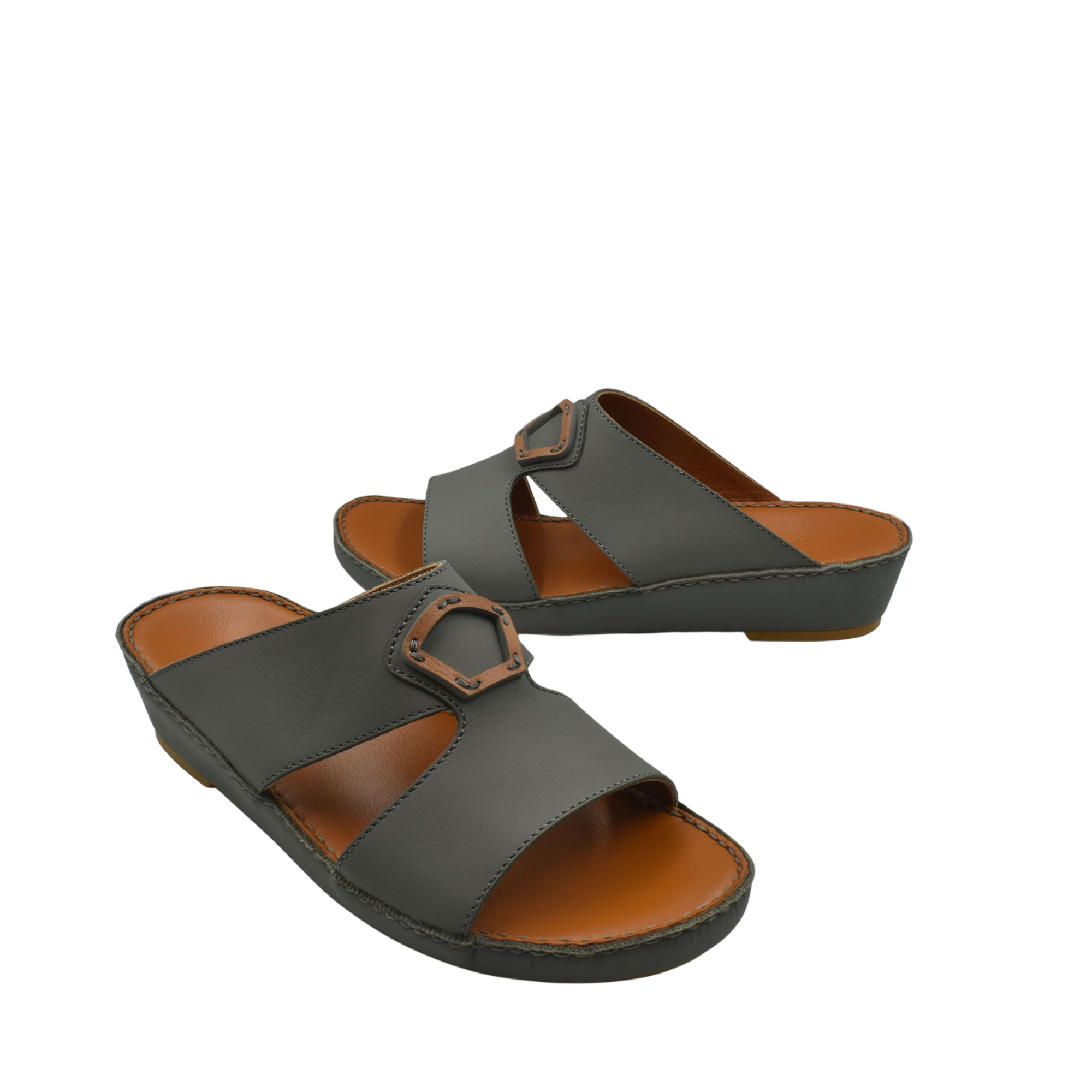 Black Rubbercalf contrast shoes with open toe and adjustable buckle strap design