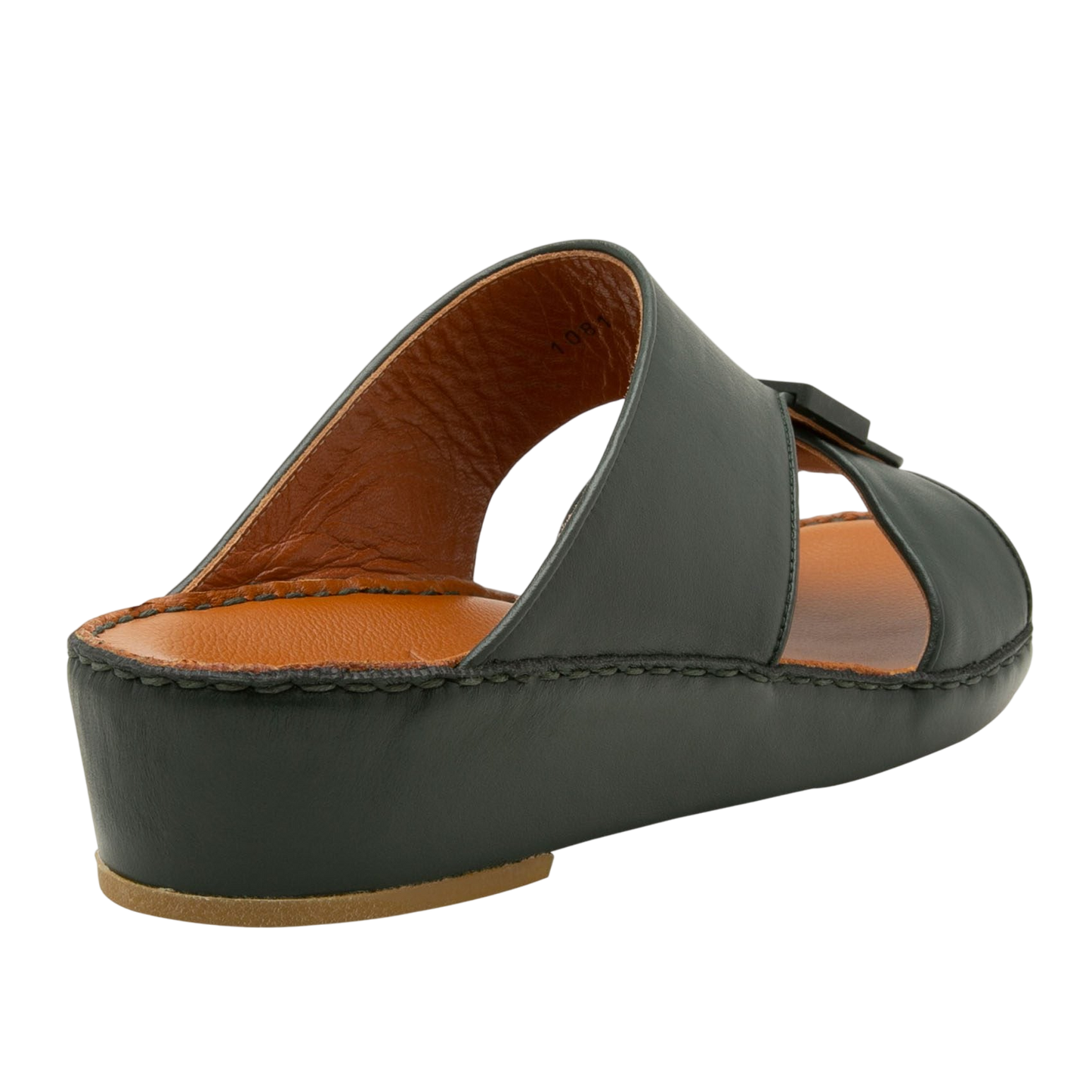 Black soft calf leather sandals with cushioned brown insole and slip-on design from Private Collection