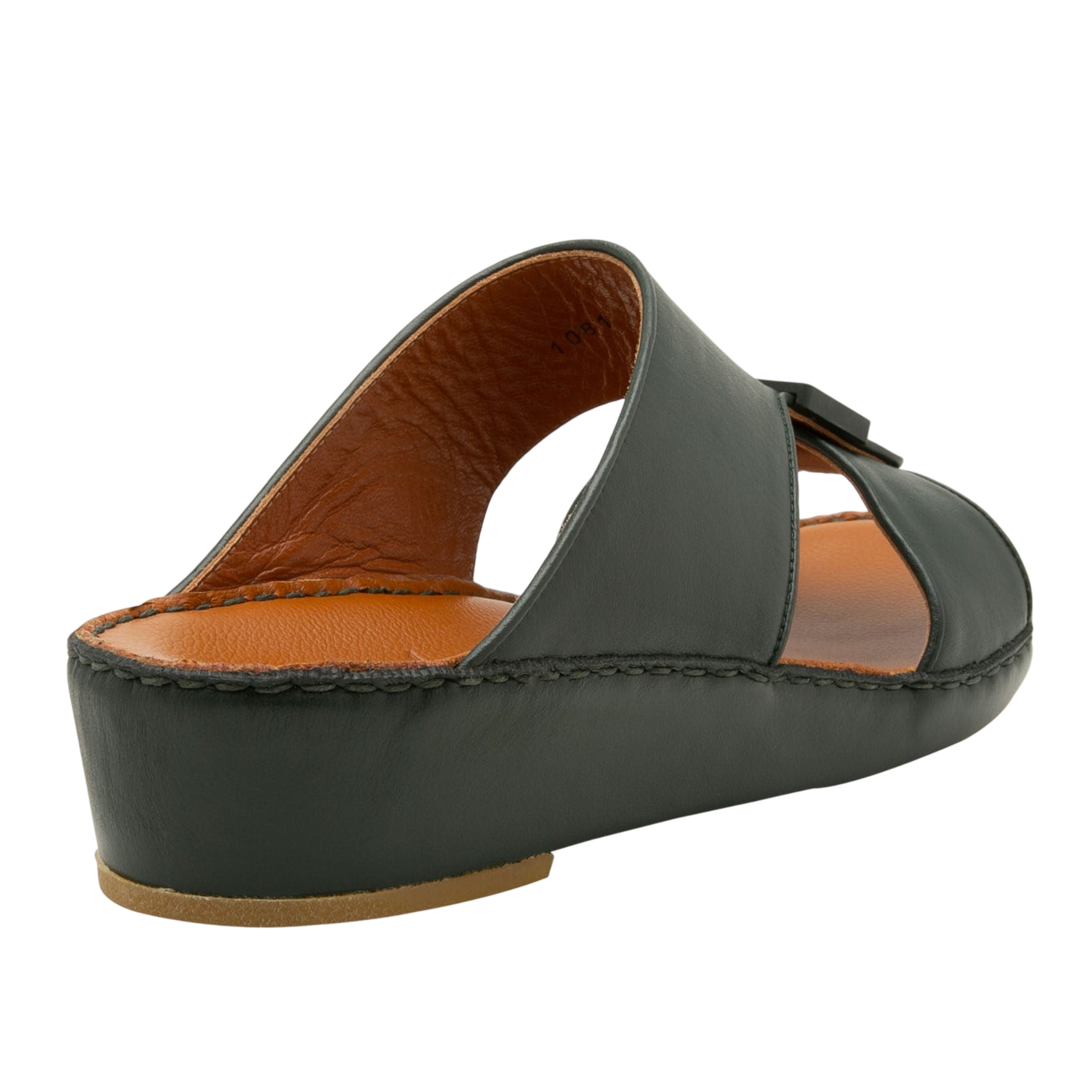 Black soft calf leather sandals with cushioned brown insole and slip-on design from Private Collection