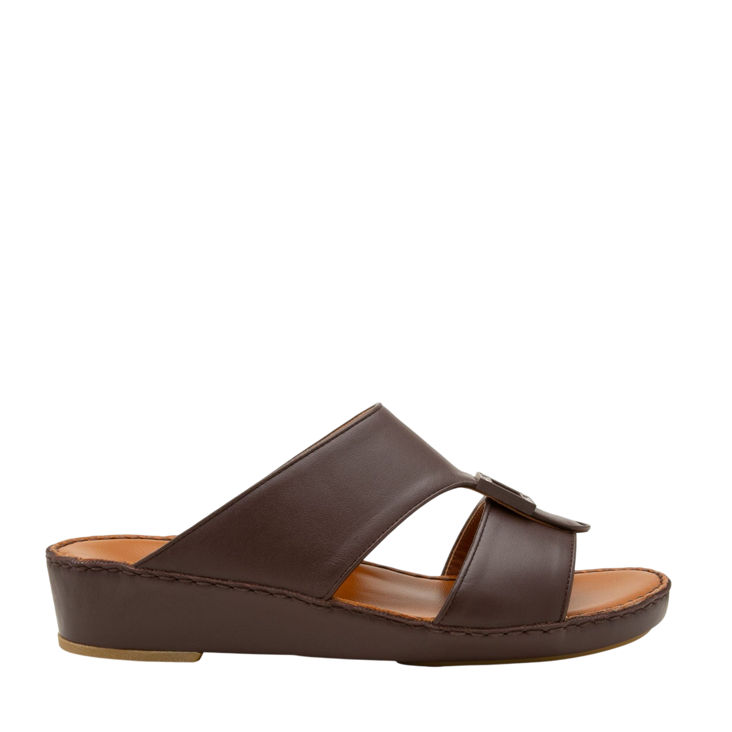 Brown soft calf leather sandals with wedge sole and adjustable strap from Private Collection