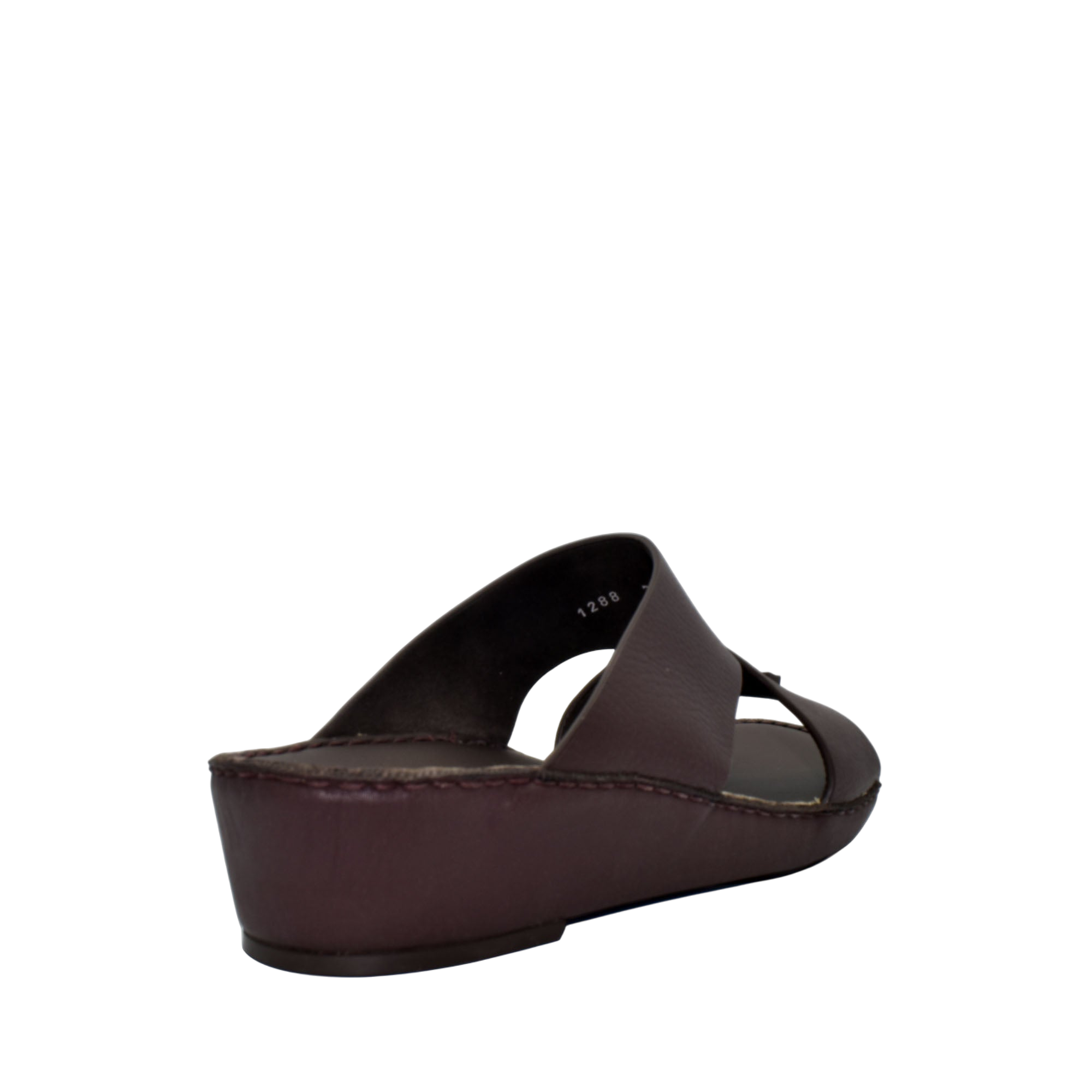 Brown trendy leather slide sandals with cushioned sole from Private collection