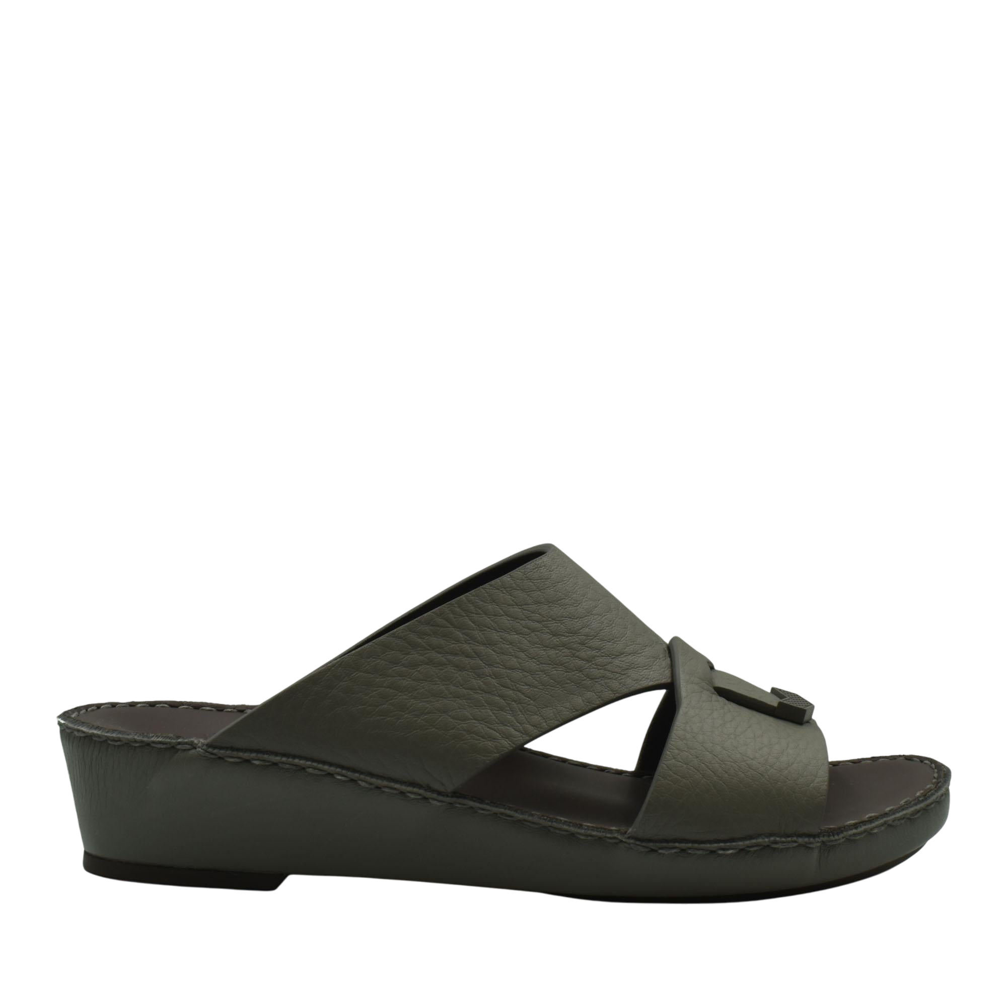 Black trendy leather slide sandals with cushioned sole and open toe design for casual wear