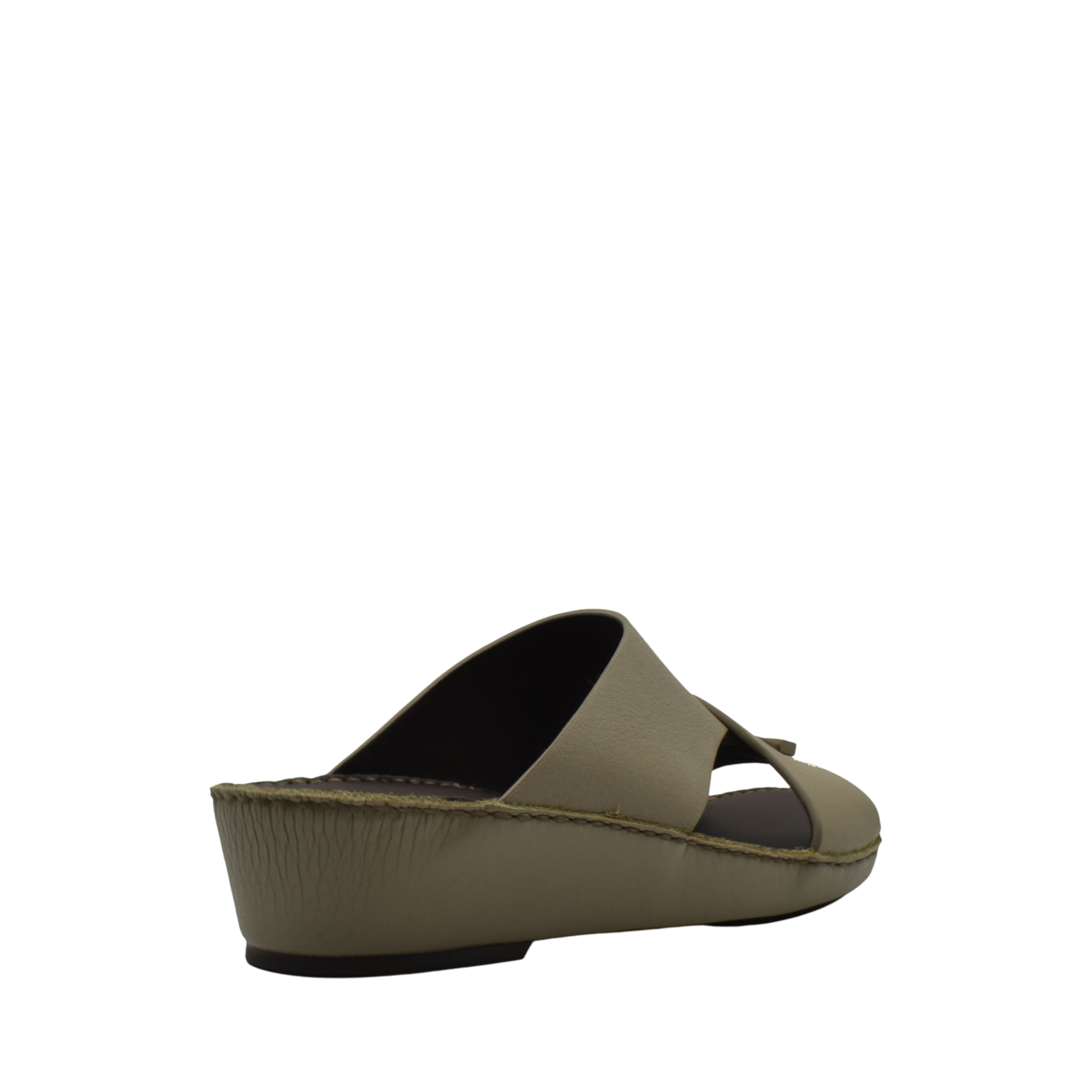 Trendy leather slide sandals in olive green with a cushioned sole from Private Collection