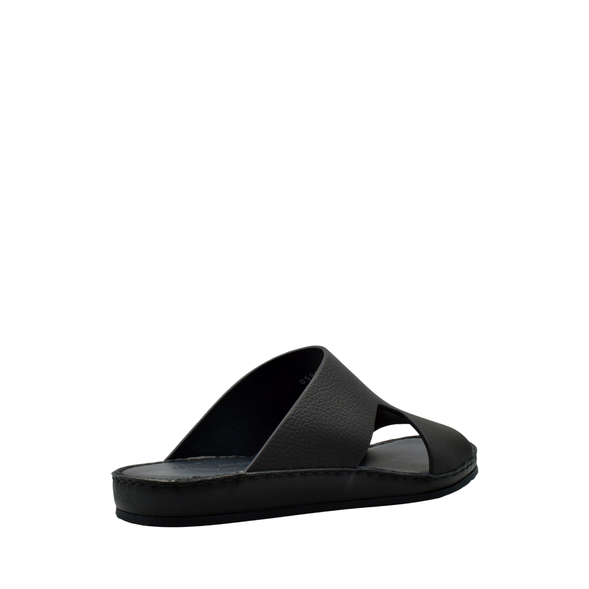 Black Western leather sandals with open toe and slip-on design from Private Collection
