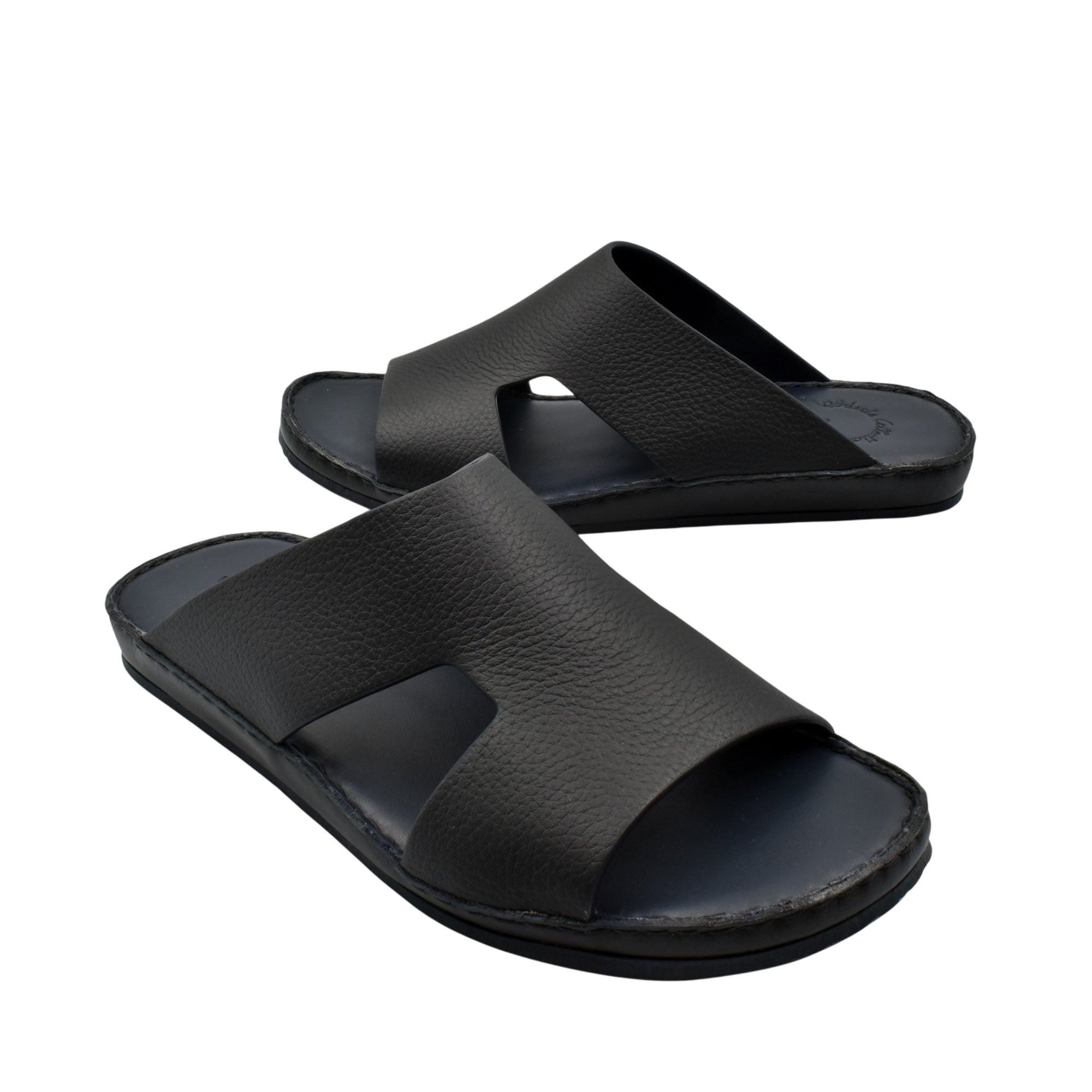 Black Western leather sandals with wide straps and cushioned sole for comfortable wear