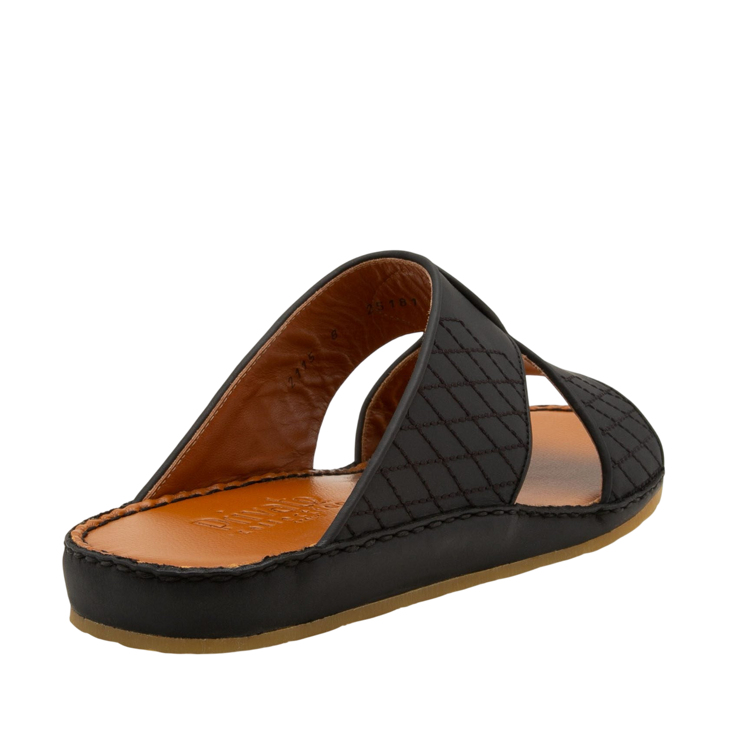 Black western sandals leather with quilted design and cushioned brown insole from private collection