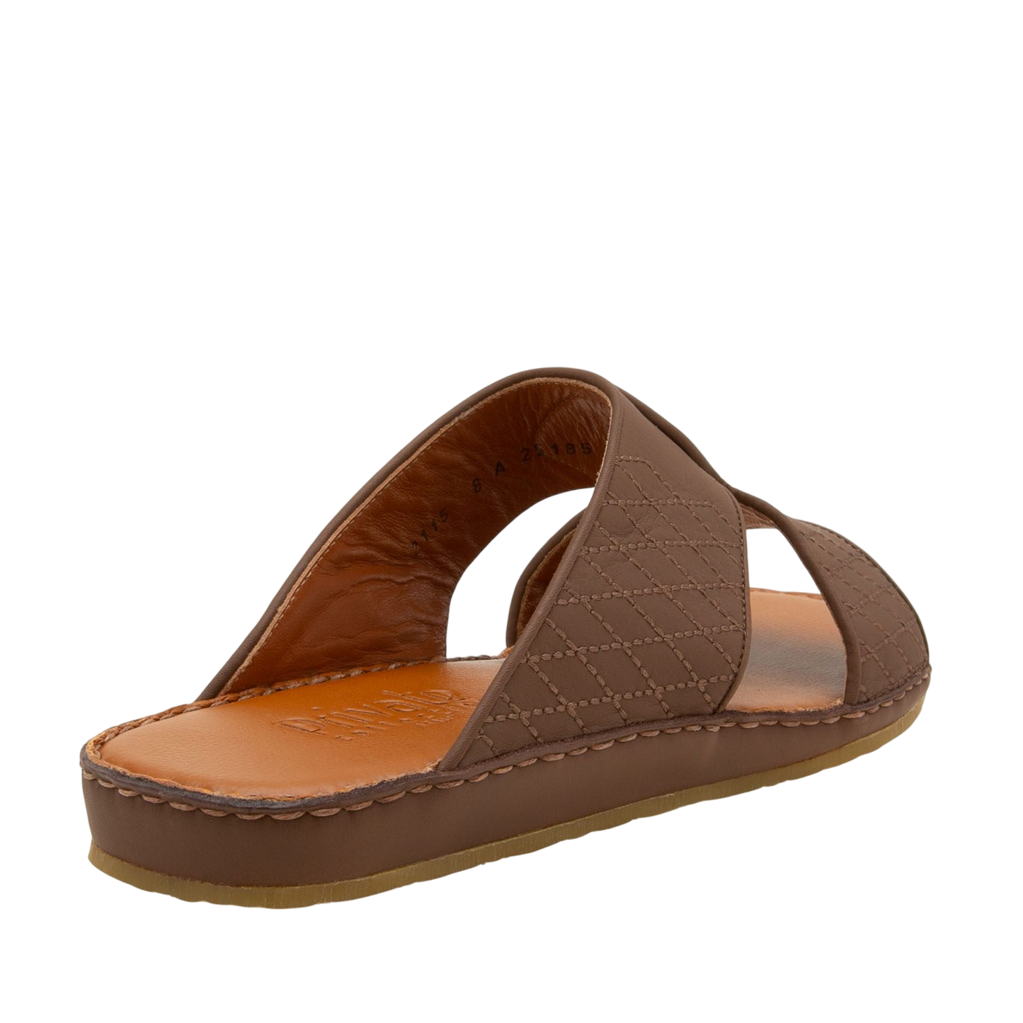 Brown western sandals leather slip-on with stitched detailed straps and cushioned sole
