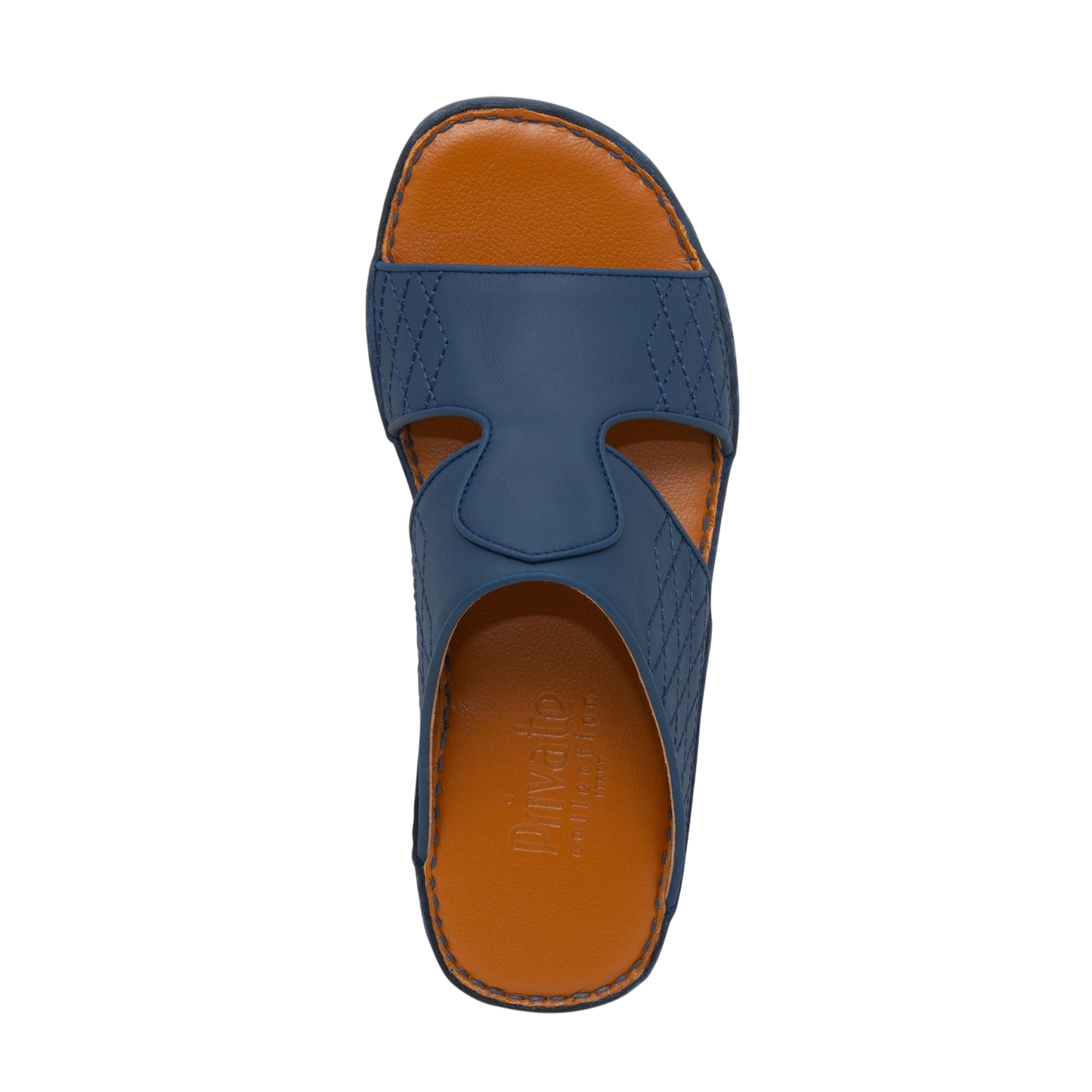 Blue and brown western sandals leather slip-on with stitched details for casual wear