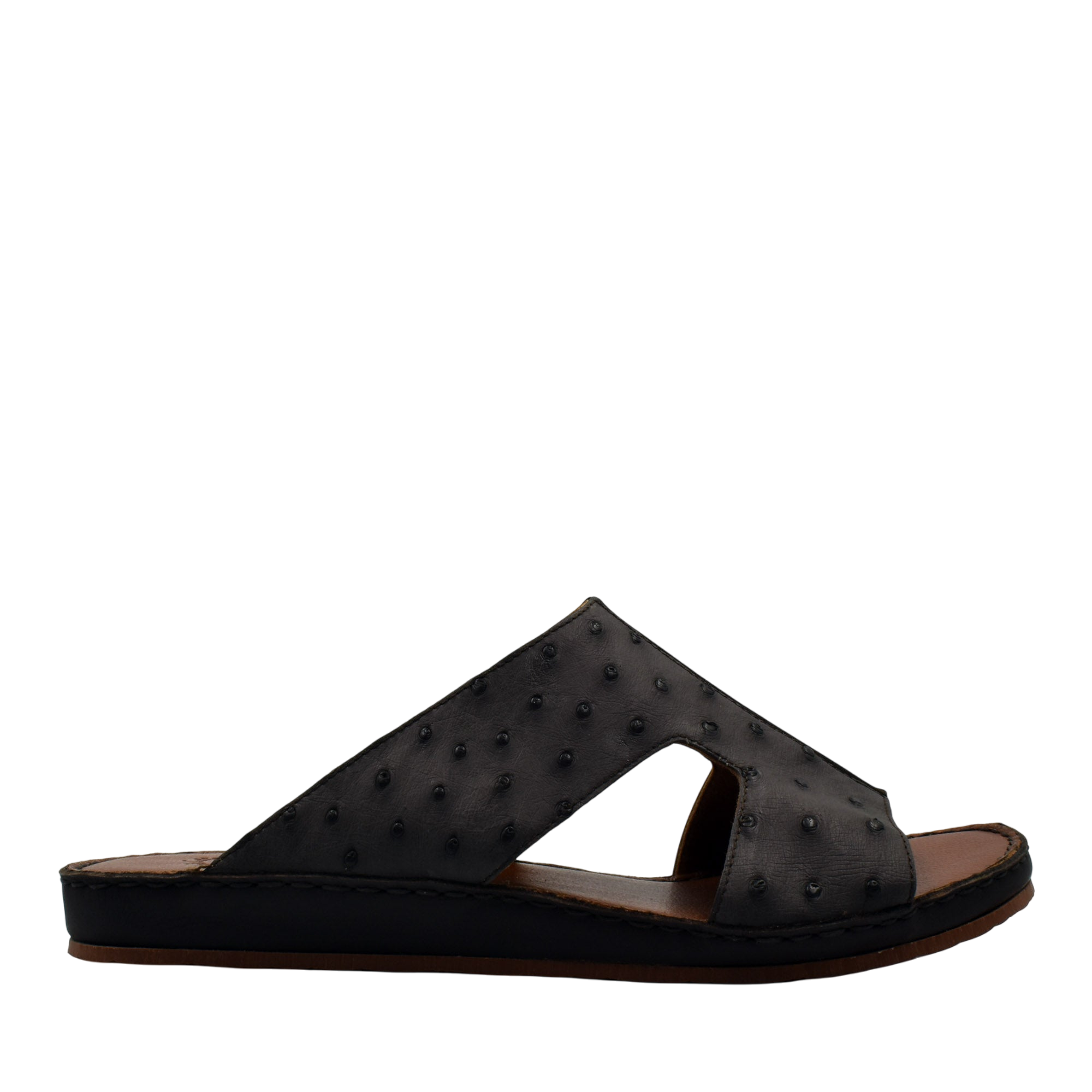 Black western style edredon shoes slide sandal with textured upper and open toe design