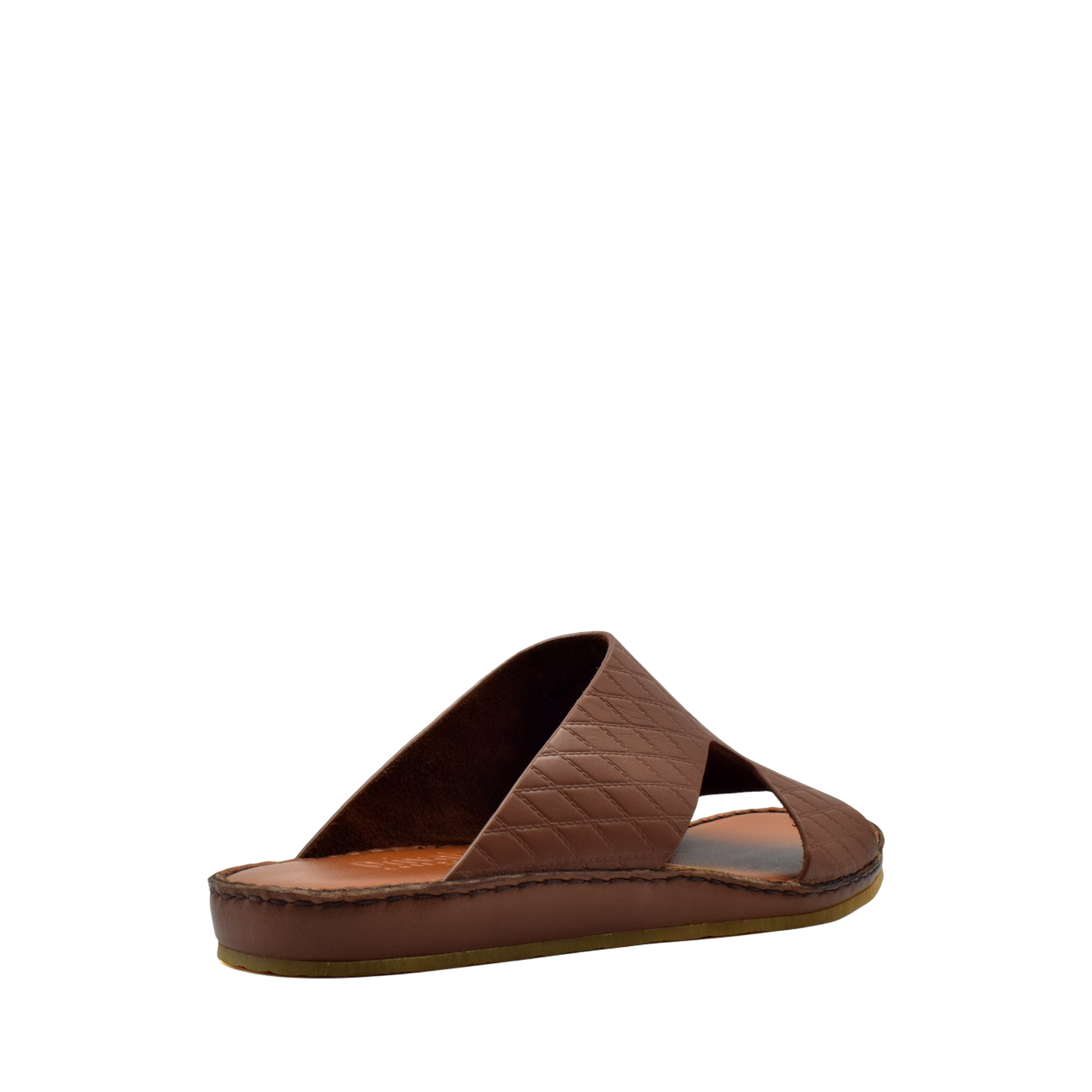 Brown Western style leather sandals with quilted upper and cushioned sole from Private Collection