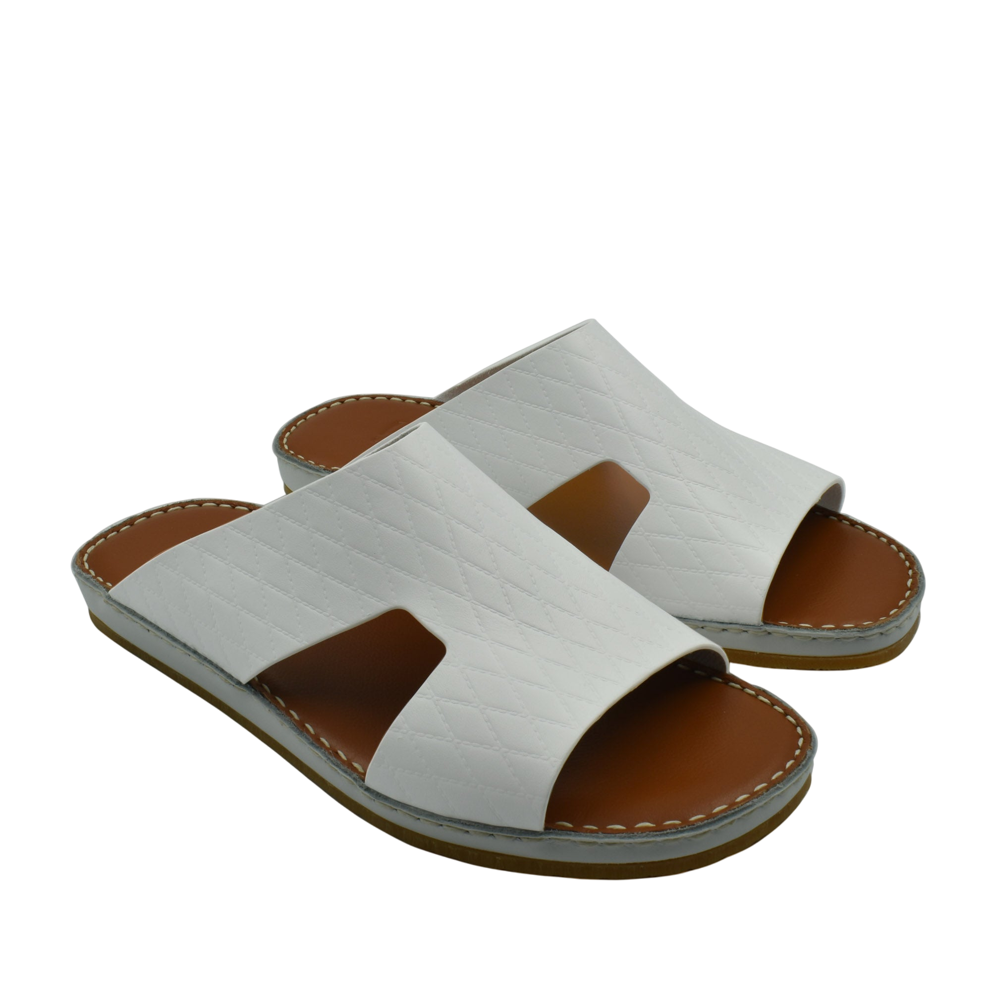 Private Collection white Western style leather sandals with stitched sole and open toe design