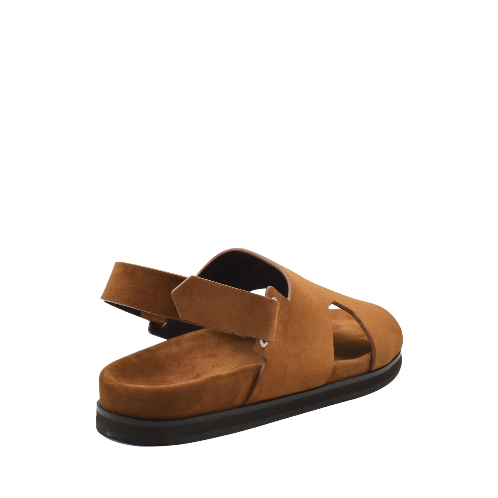 Brown suede open-toe sandal with adjustable strap from Amorti Sangle footwear collection