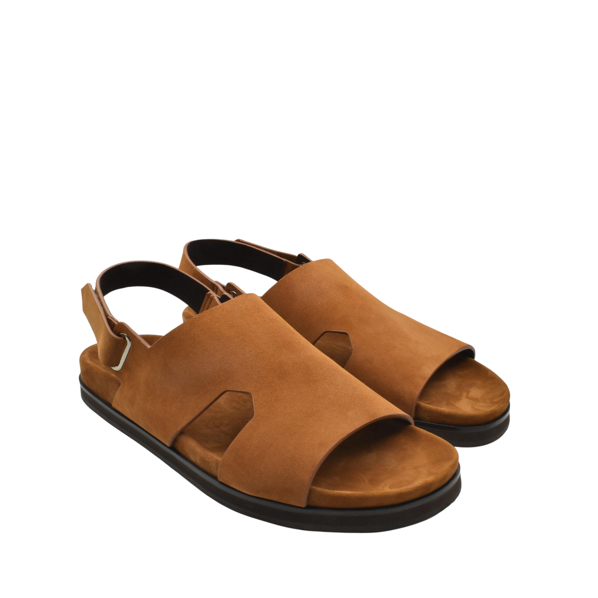 Brown open-toe sandals with adjustable strap from Amorti Sangle footwear collection