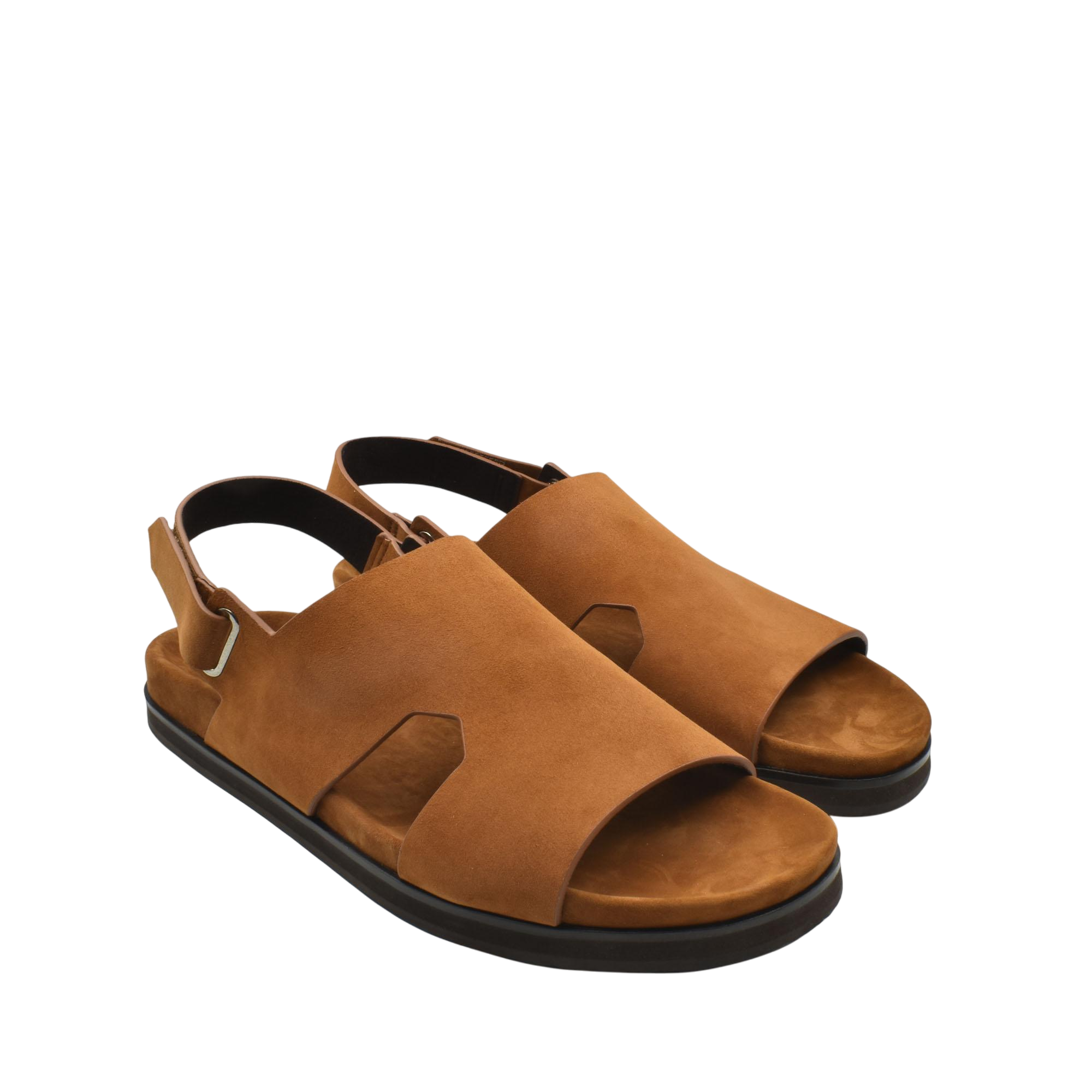 Brown open-toe sandals with adjustable strap from Amorti Sangle footwear collection