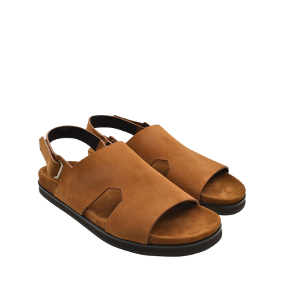 Brown open-toe sandals with adjustable strap from Amorti Sangle footwear collection