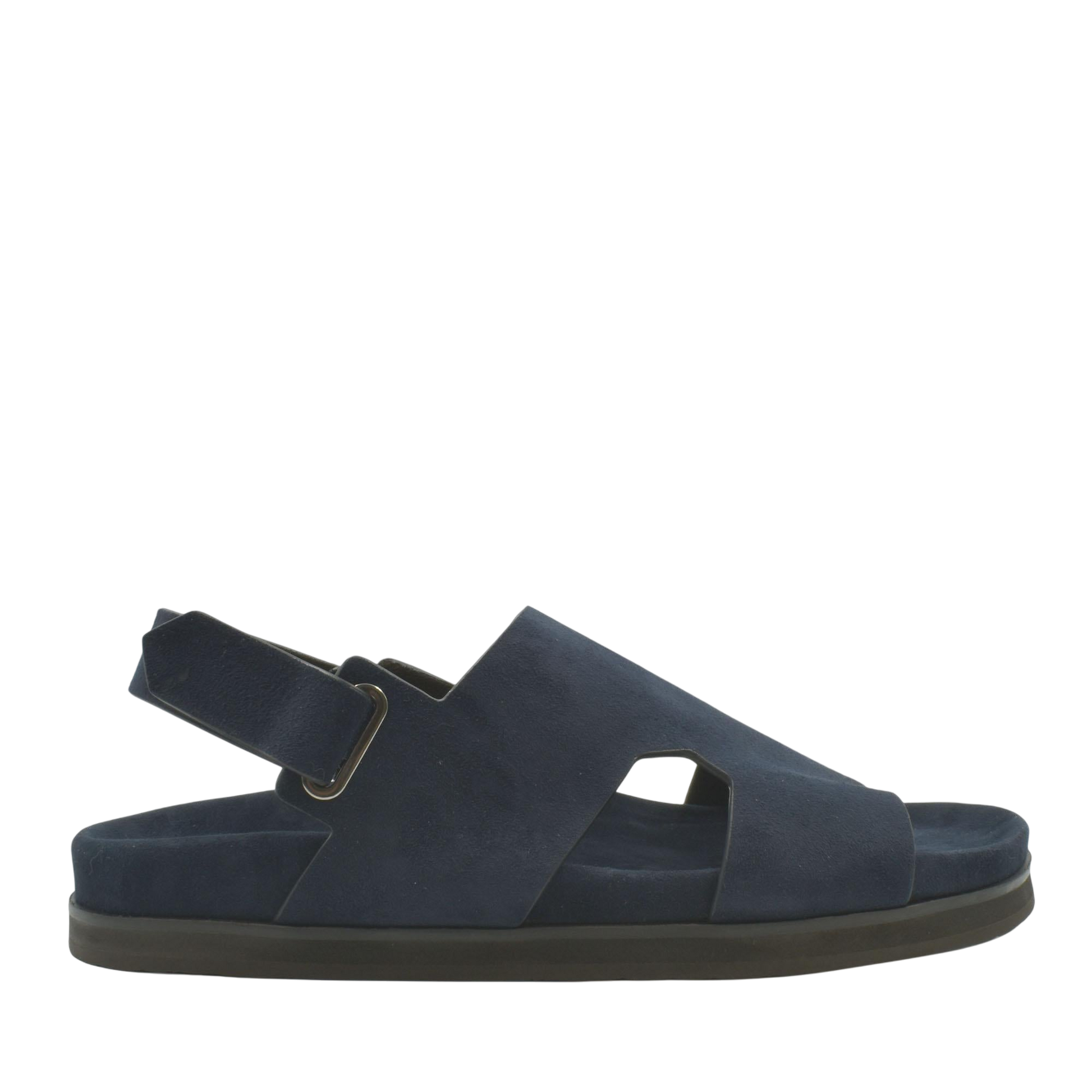 Navy blue Amorti Sangle footwear sandal with adjustable back strap and cushioned sole
