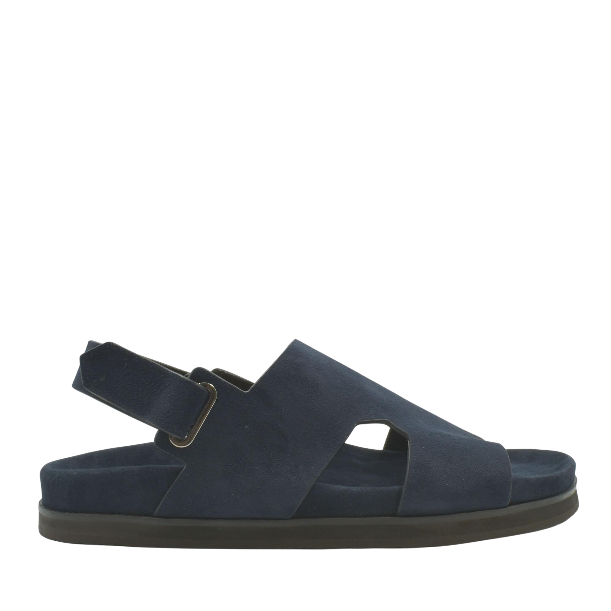 Navy blue Amorti Sangle footwear sandal with adjustable back strap and cushioned sole
