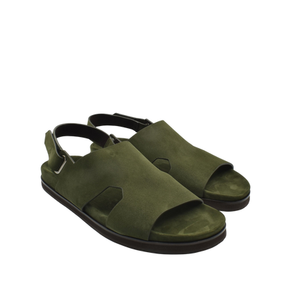 Olive green Amorti Sangle footwear open-toe sandals with adjustable heel strap and cushioned sole