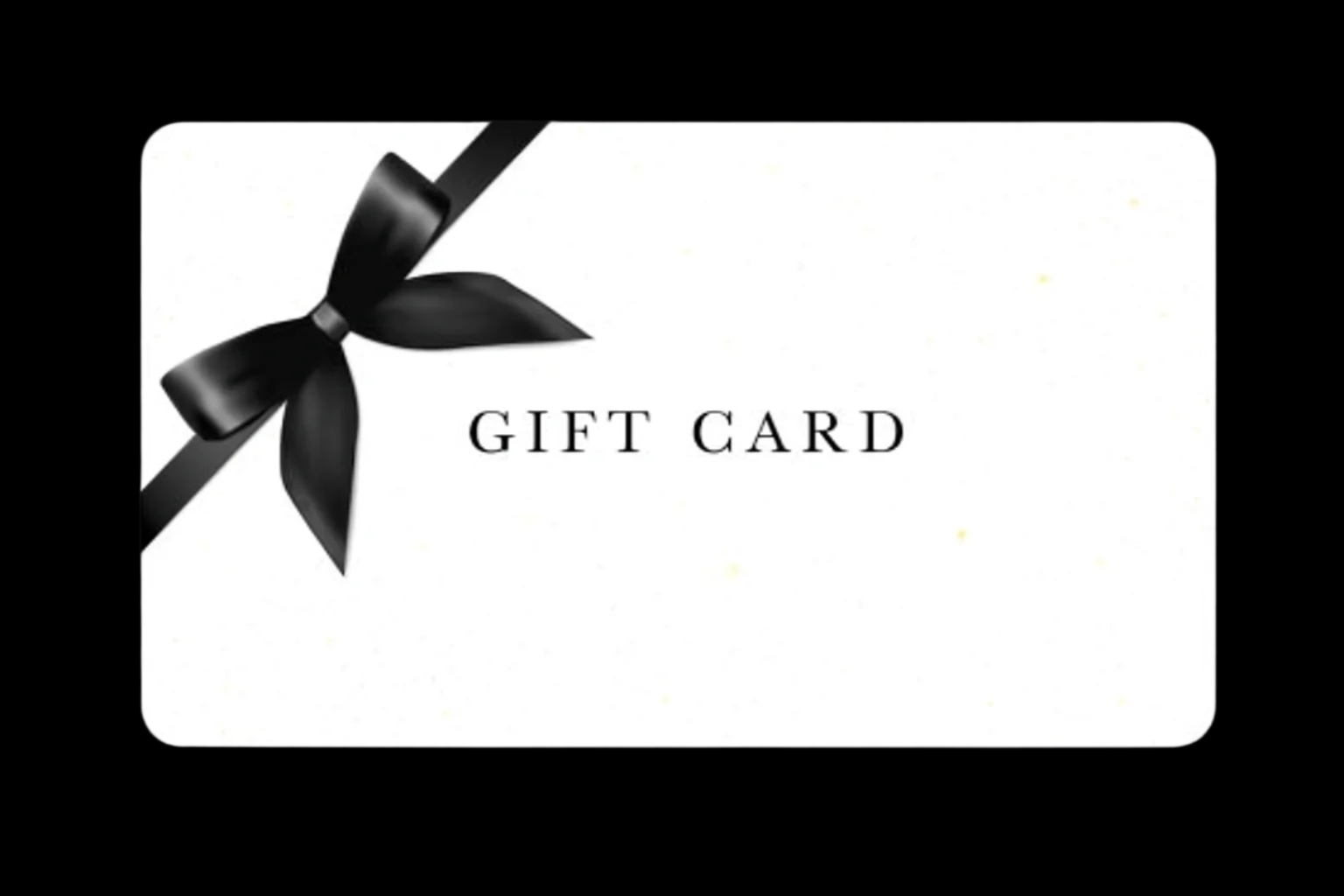 Private Collection gift card with black ribbon bow for Arabic sandals gift voucher