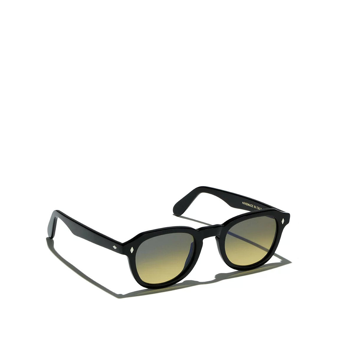 Black round frame sunglasses with gradient lenses from Private Collection on white background