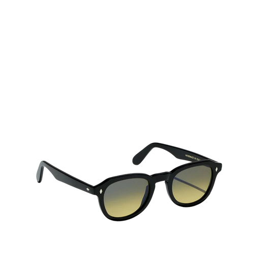 Black round frame sunglasses with gradient lenses from Private Collection on white background