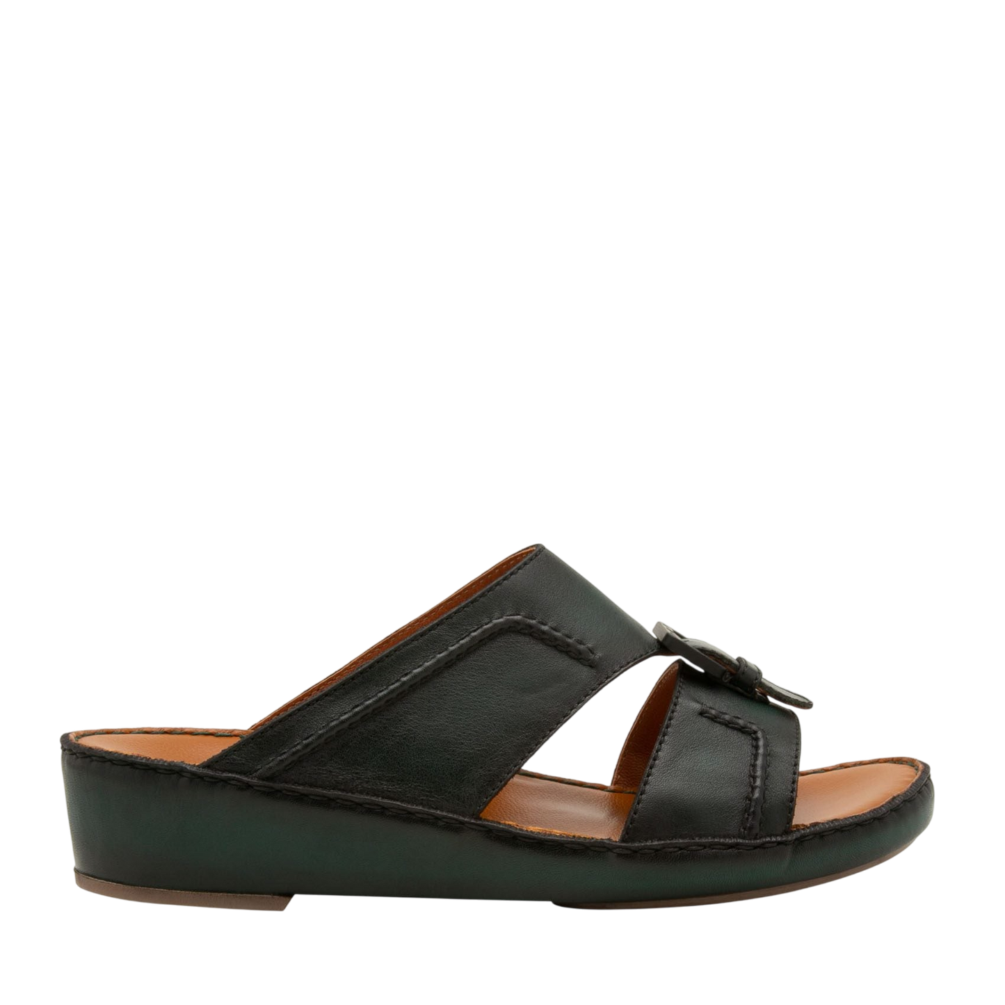Black luxury casual sandals with open toe and cushioned sole from private collection