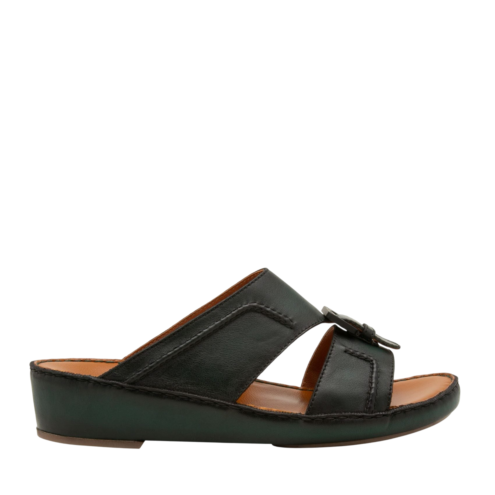 Black luxury casual sandals with open toe and cushioned sole from private collection