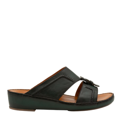 Black luxury casual sandals with open toe and cushioned sole from private collection