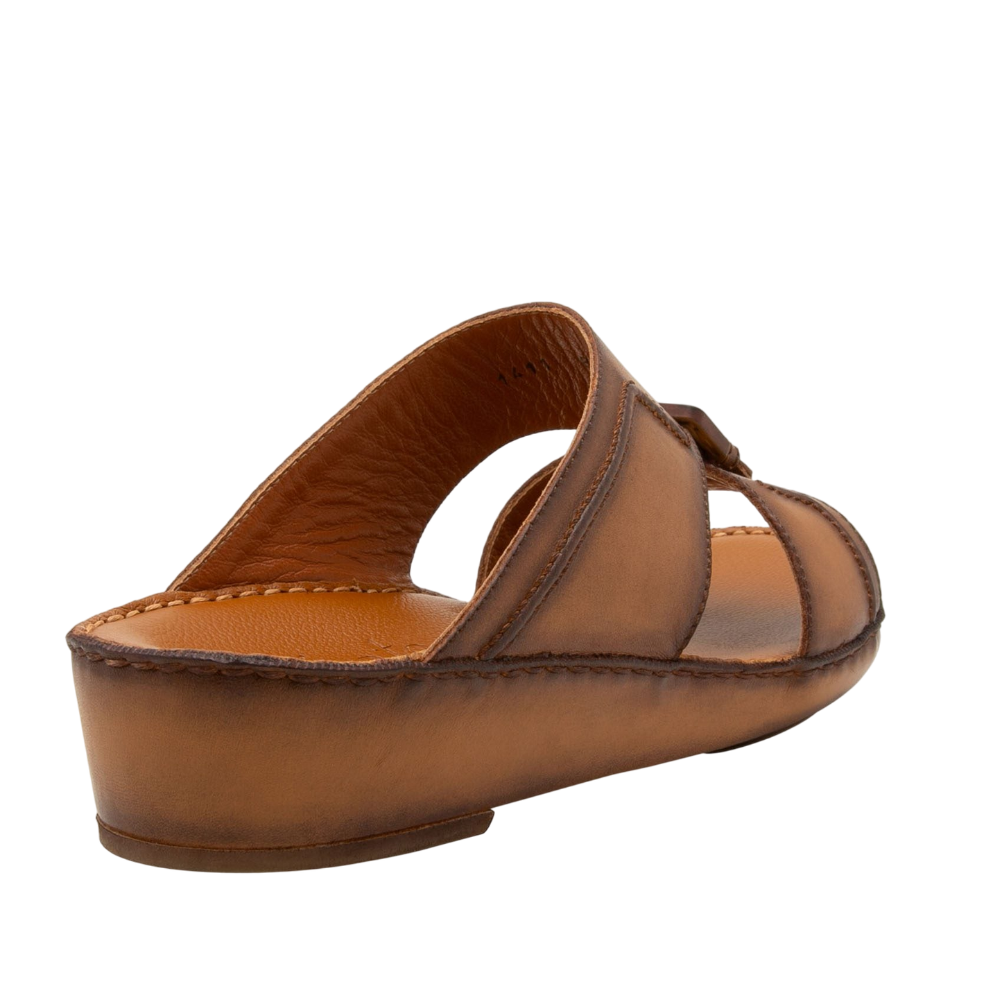 Brown leather luxury casual sandals with open toe and cushioned sole for comfortable wear