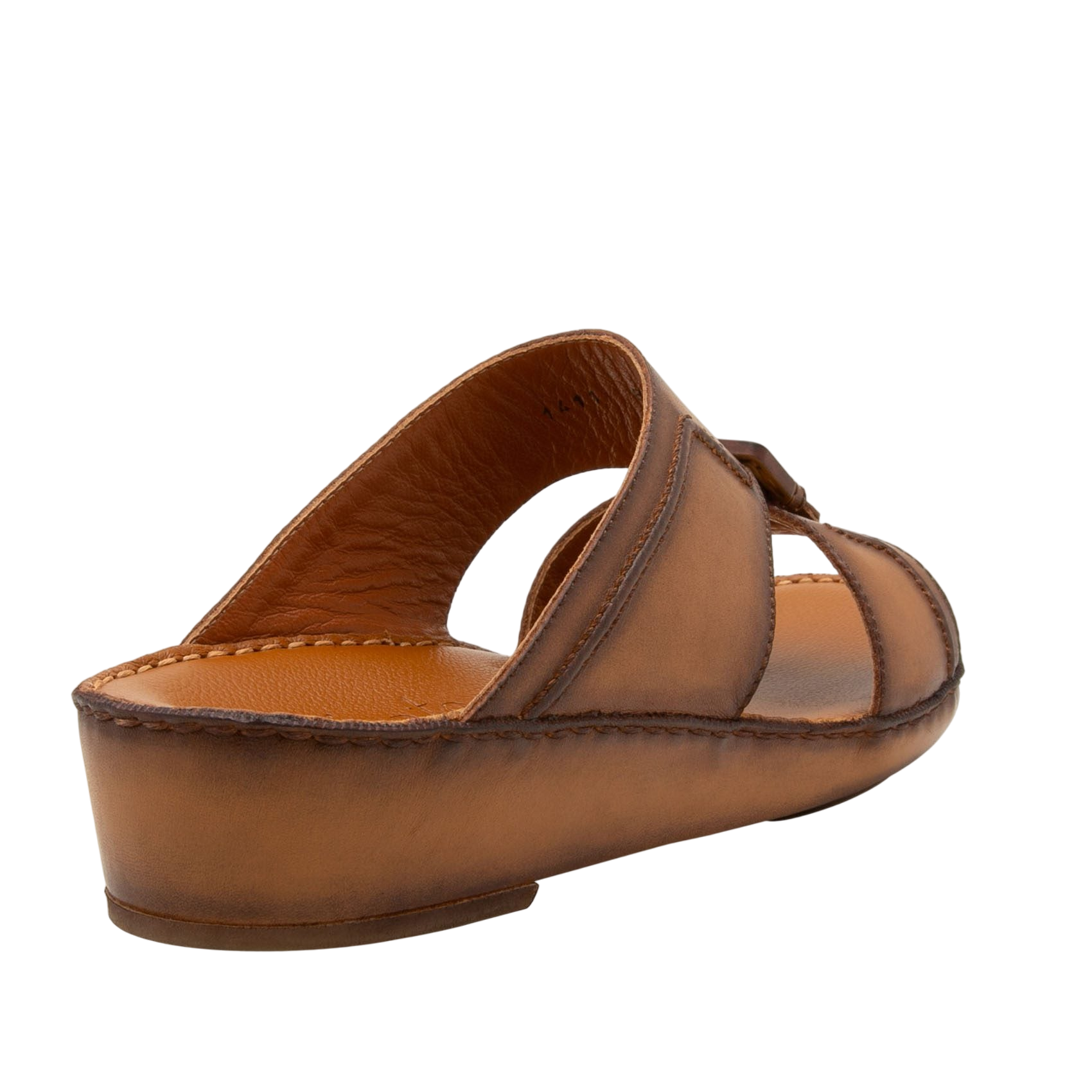 Brown leather luxury casual sandals with open toe and cushioned sole for comfortable wear