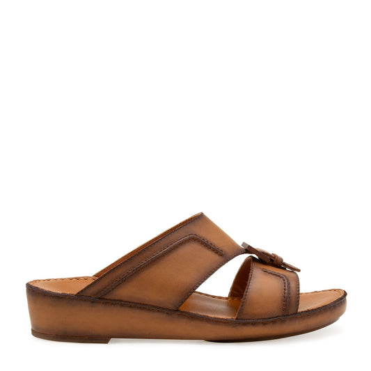 Brown leather luxury casual sandals with open toe and slip-on design from private collection
