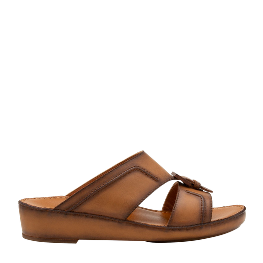 Brown leather luxury casual sandals with open toe and slip-on design from private collection