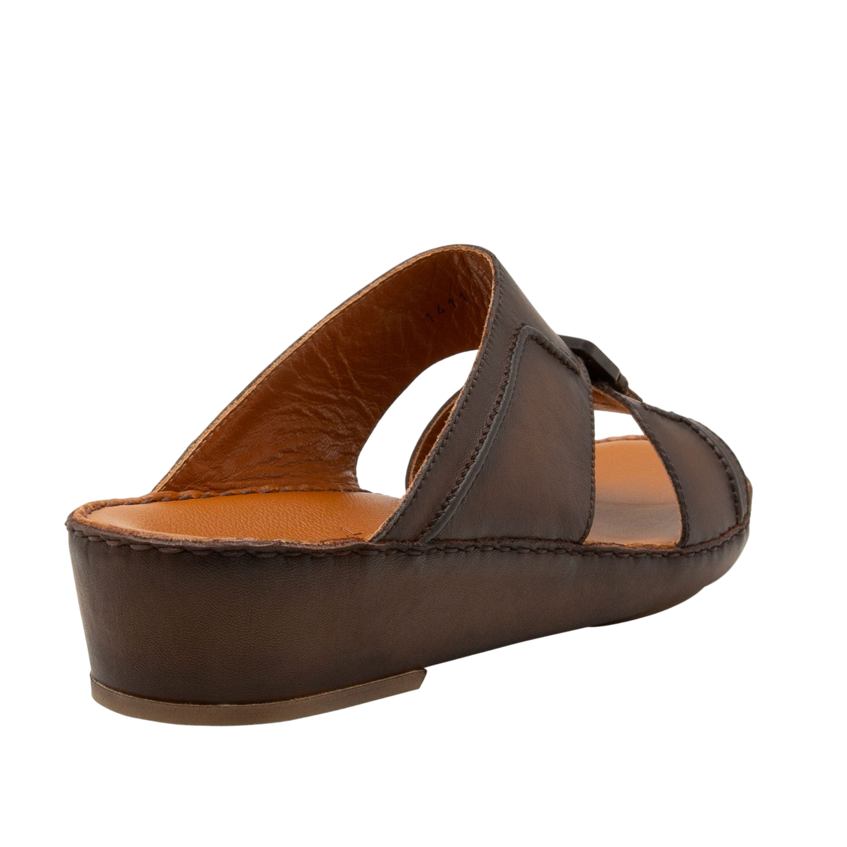 Brown leather luxury casual sandals with open toe and cushioned sole from Private collection