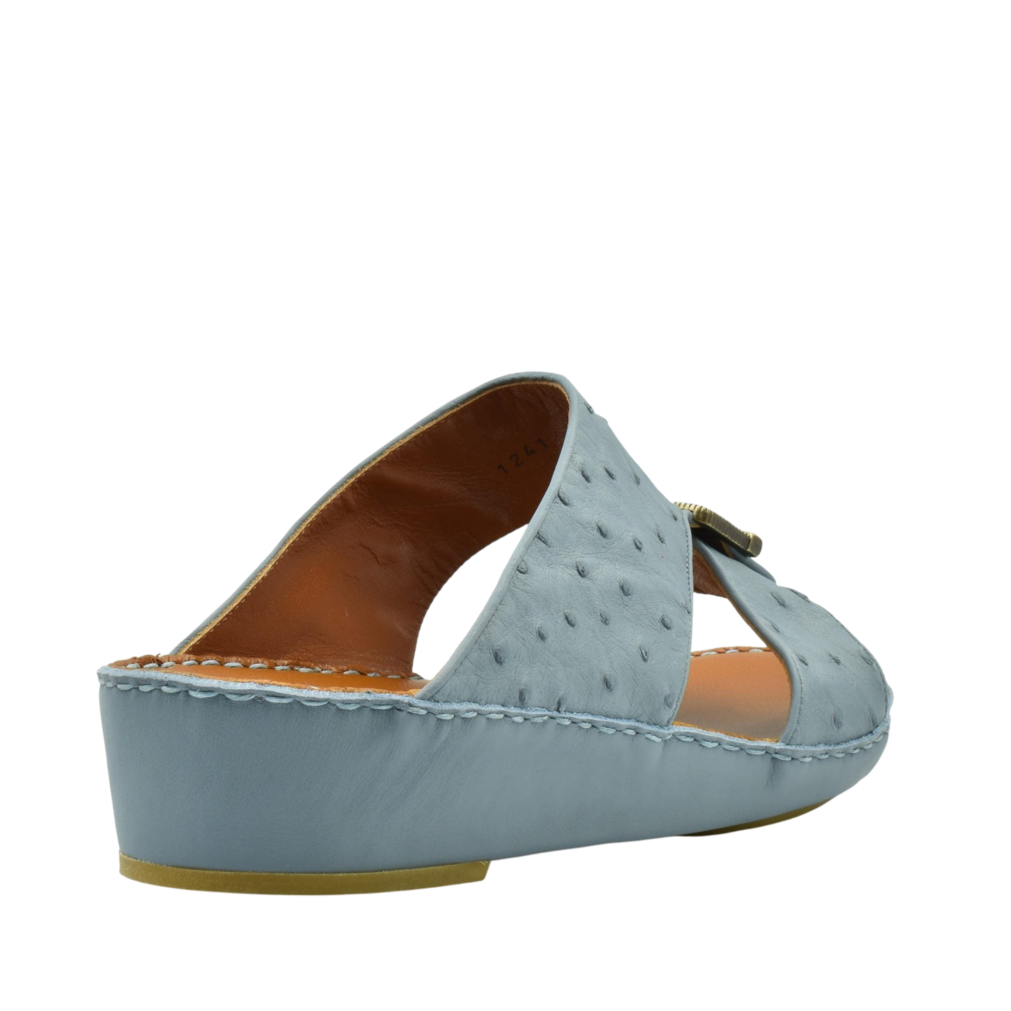 Blue luxury leather sandals with textured upper and cushioned sole from Private Collection