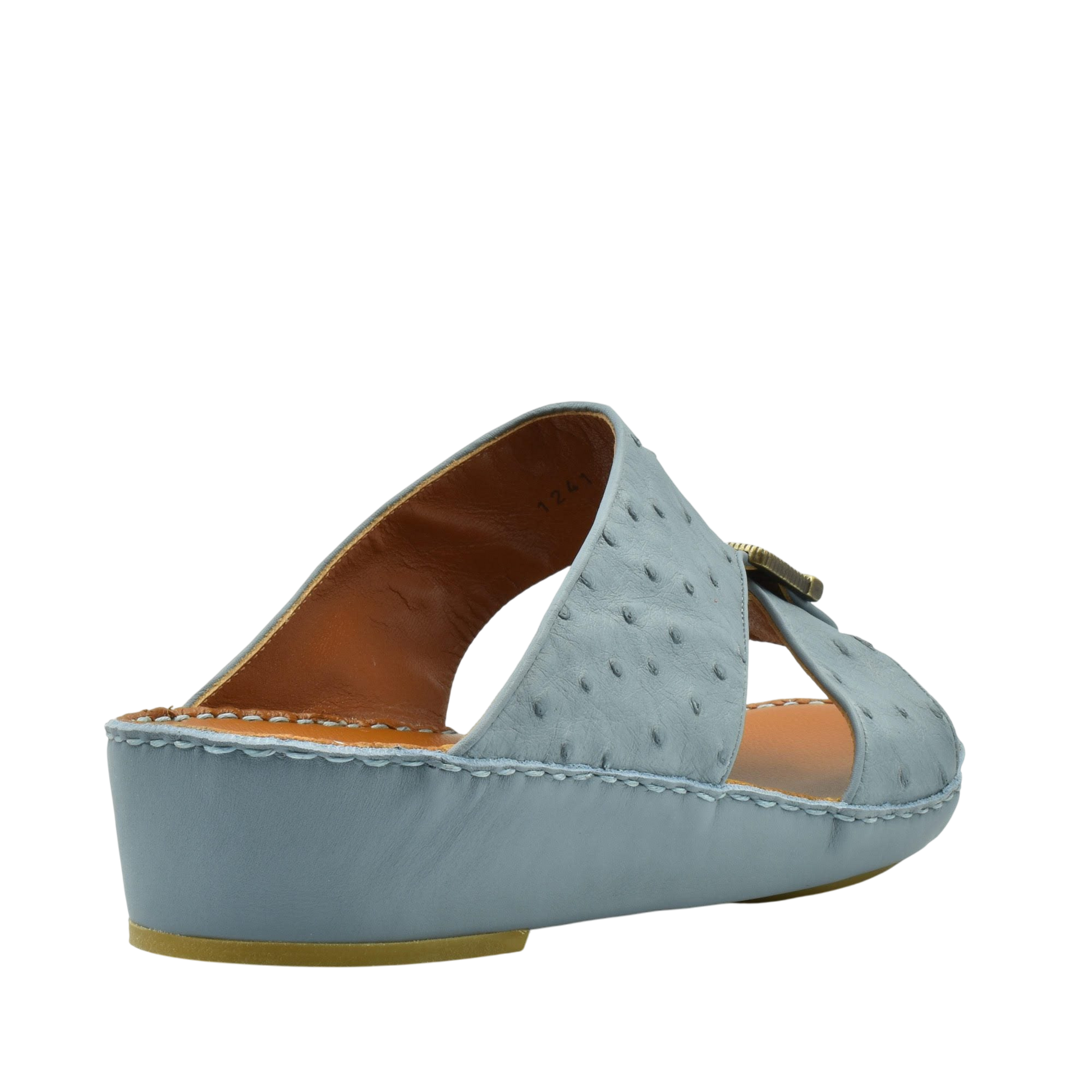 Blue luxury leather sandals with textured upper and cushioned sole from Private Collection